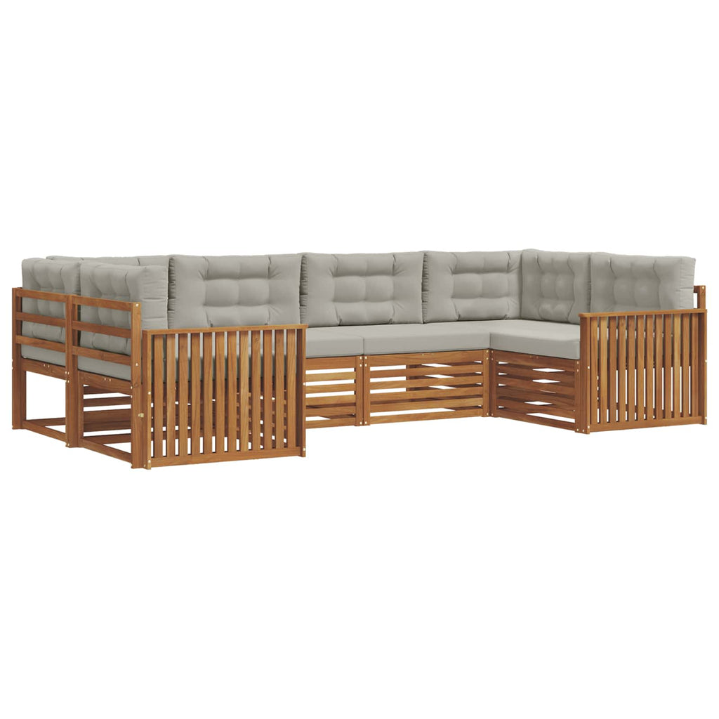 Outdoor-Sofagarnitur mit Kissen 6 pcs Natürlich und Hellgrau
