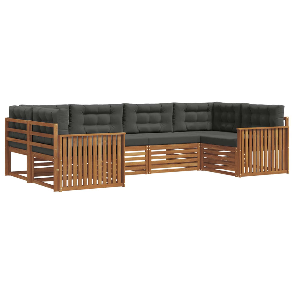 Outdoor-Sofagarnitur mit Kissen 6 pcs Natur und Anthrazit
