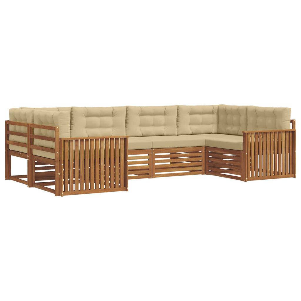 Outdoor-Sofagarnitur mit Kissen 6 pcs Natur und Beige