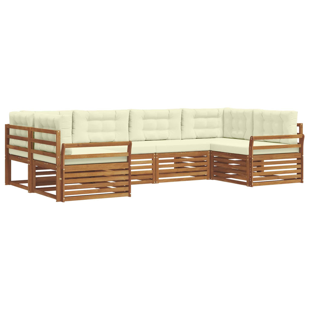 Outdoor-Sofagarnitur mit Kissen 6 pcs Natur und Creme
