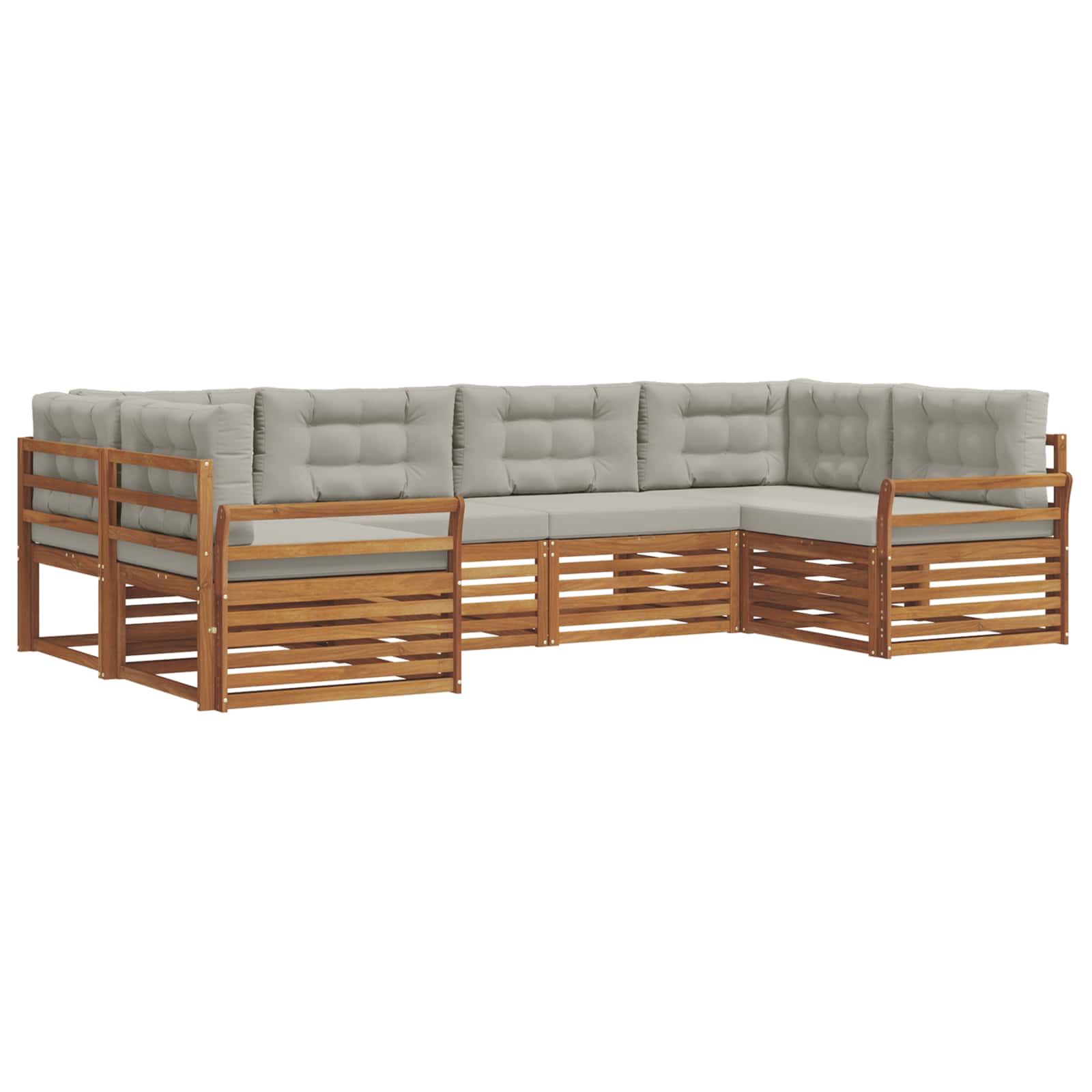 Outdoor-Sofagarnitur mit Kissen 6 pcs Natürlich und Hellgrau