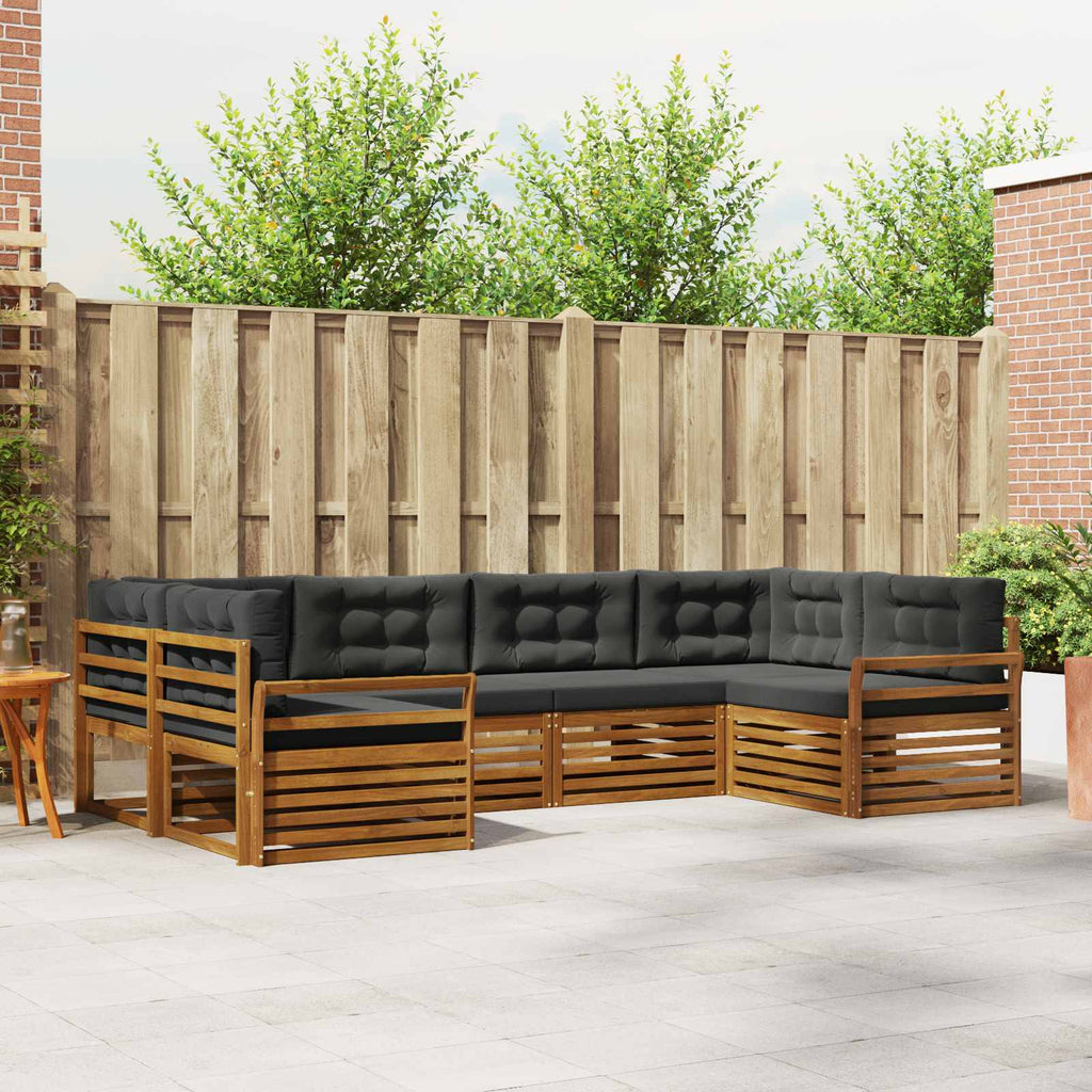 Outdoor-Sofagarnitur mit Kissen 6 pcs Natur und Anthrazit