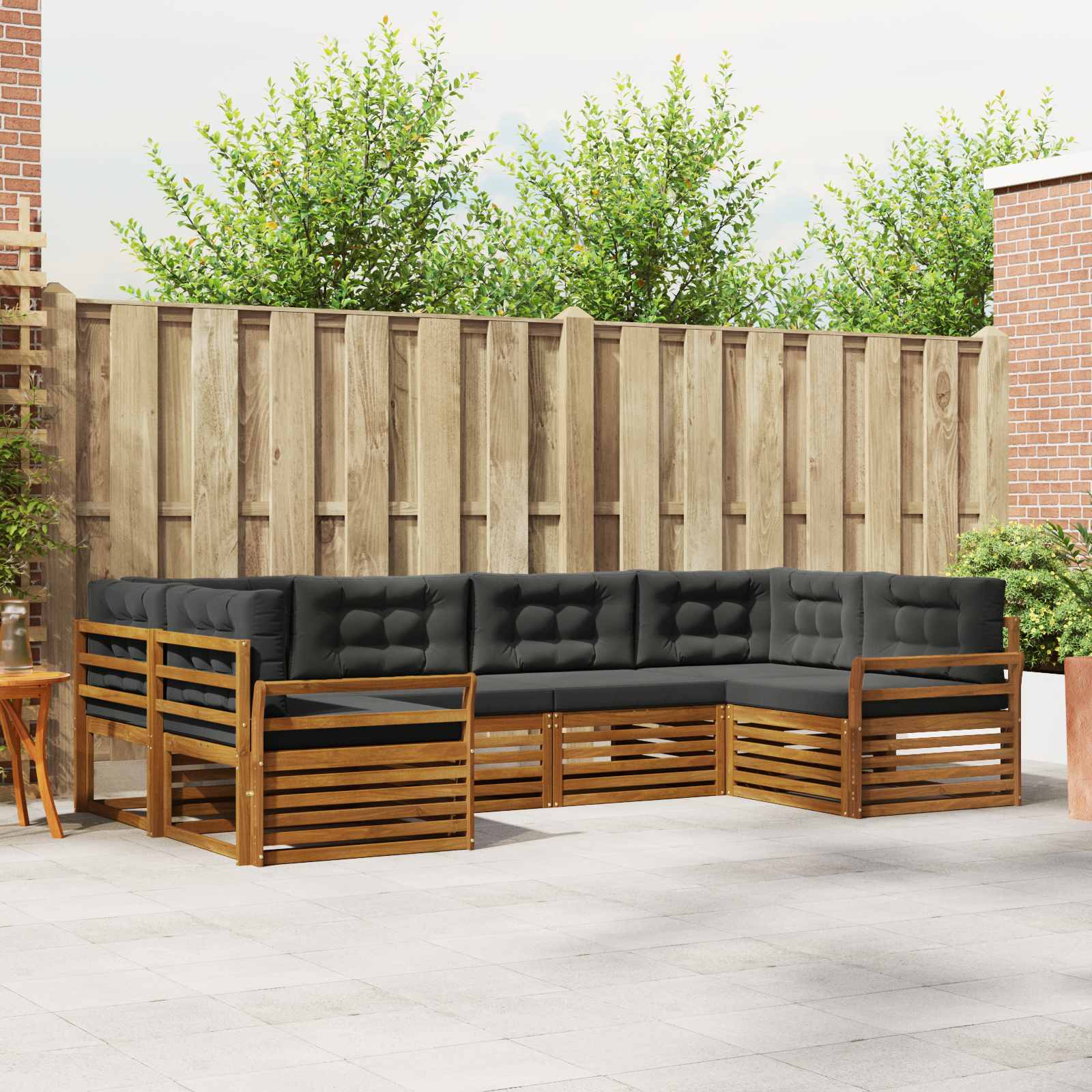 Outdoor-Sofagarnitur mit Kissen 6 pcs Natur und Anthrazit