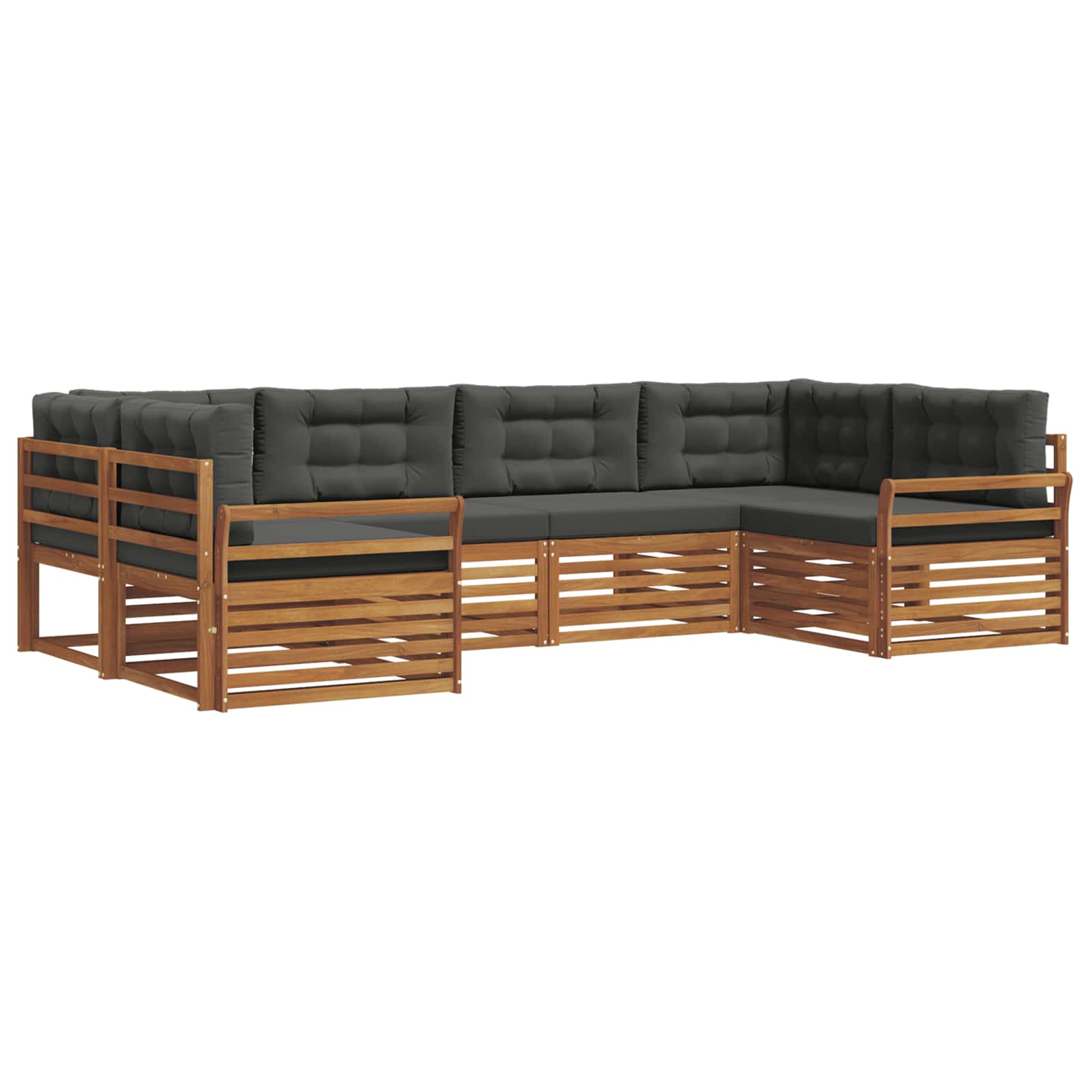 Outdoor-Sofagarnitur mit Kissen 6 pcs Natur und Anthrazit
