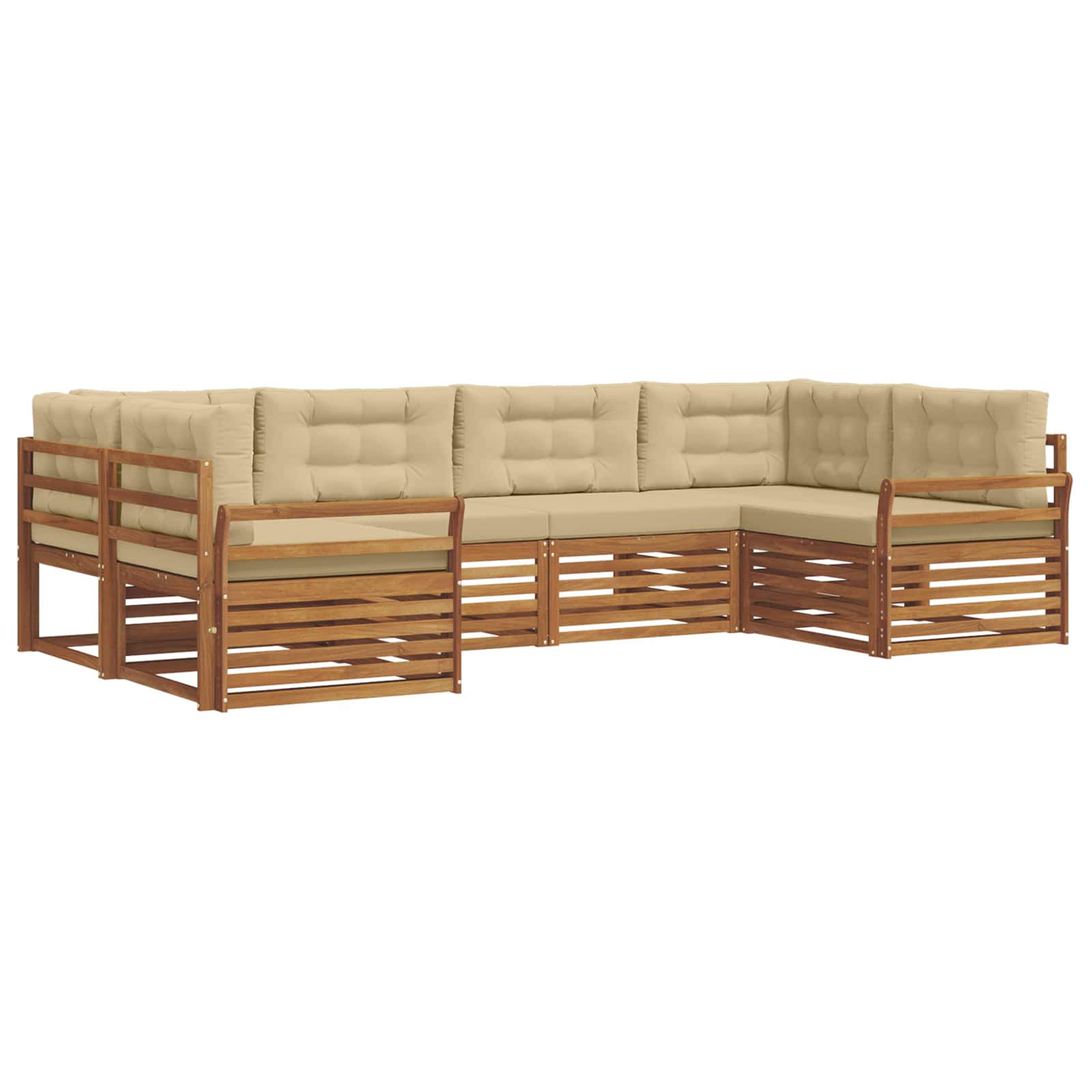 Outdoor-Sofagarnitur mit Kissen 6 pcs Natur und Beige