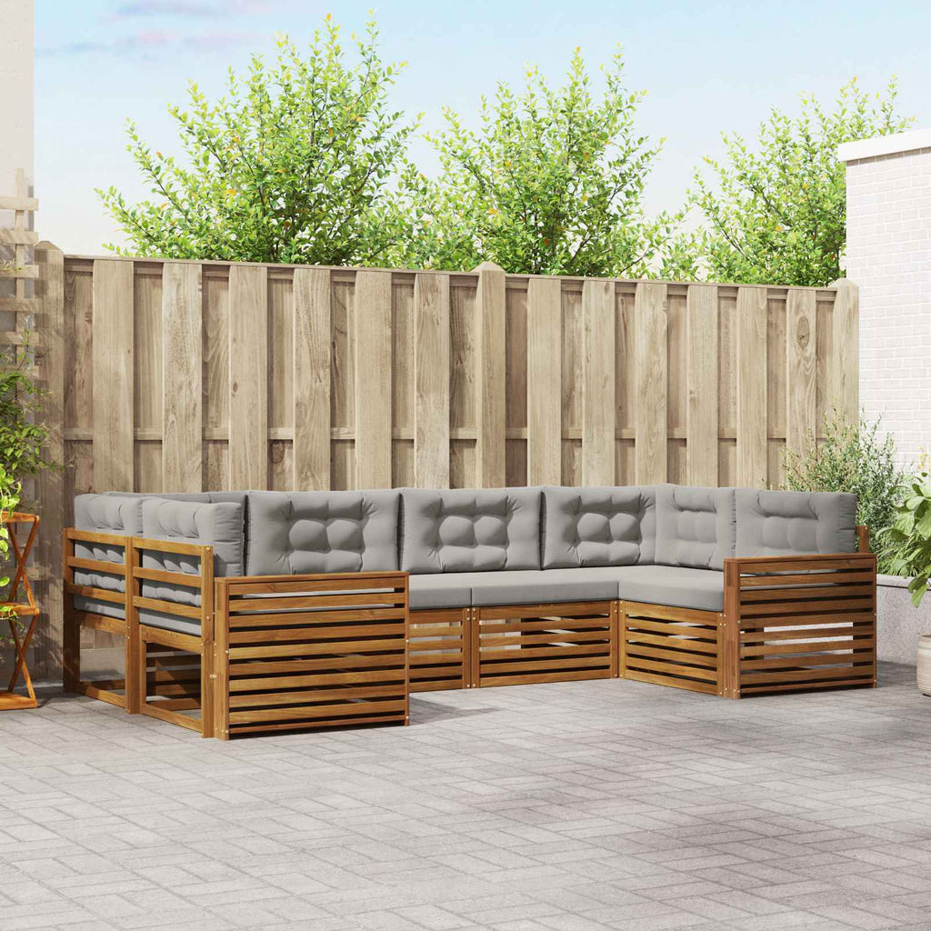 Outdoor-Sofagarnitur mit Kissen 6 pcs Natürlich und Hellgrau