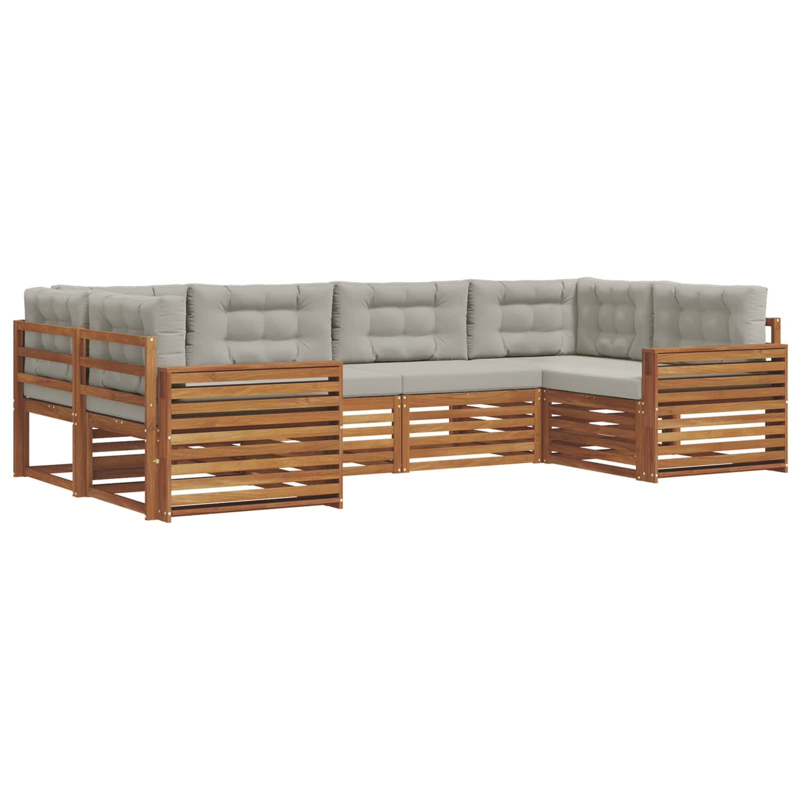 Outdoor-Sofagarnitur mit Kissen 6 pcs Natürlich und Hellgrau