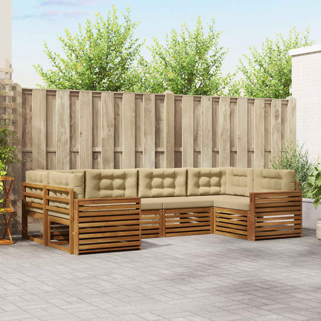 Outdoor-Sofagarnitur mit Kissen 6 pcs Natur und Beige