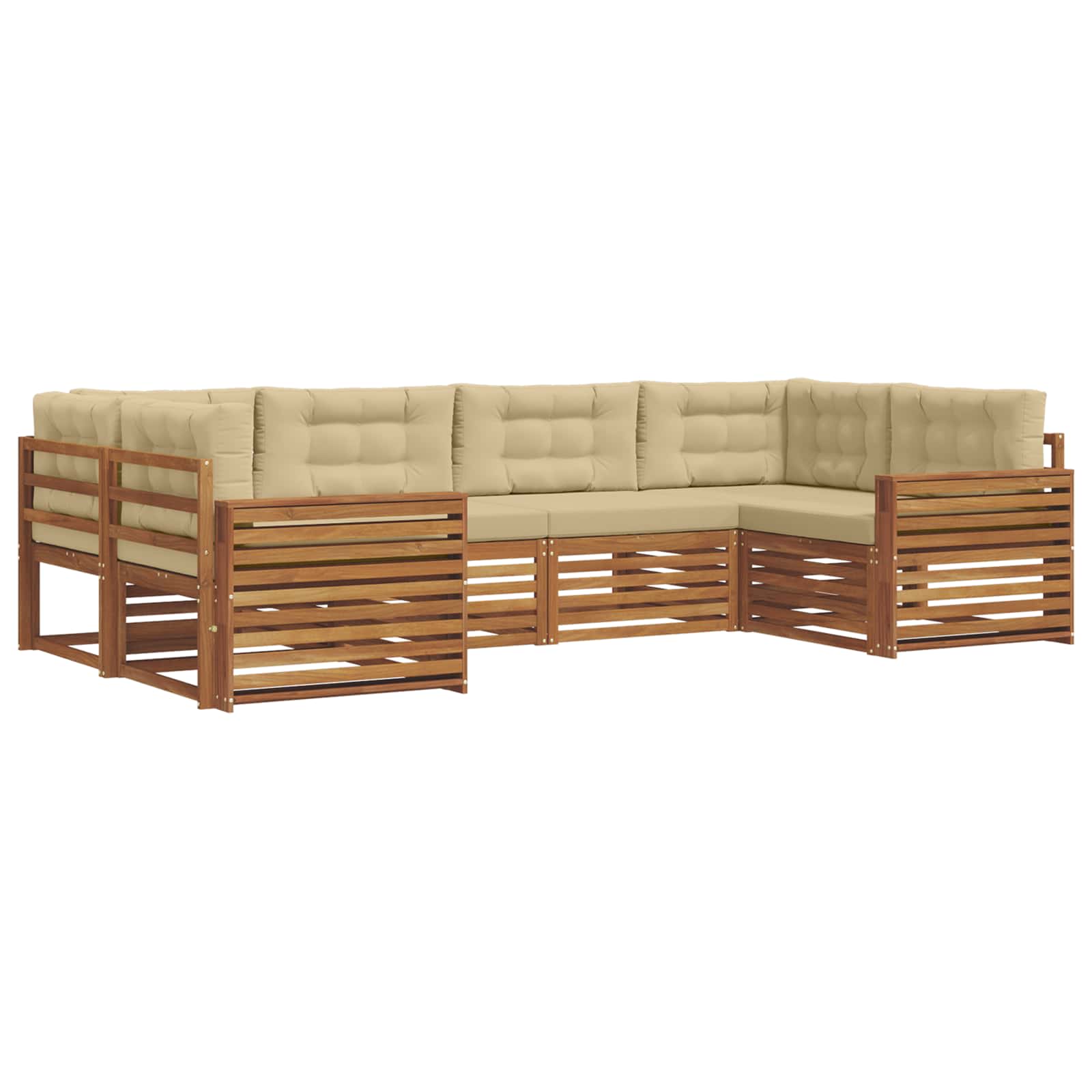 Outdoor-Sofagarnitur mit Kissen 6 pcs Natur und Beige