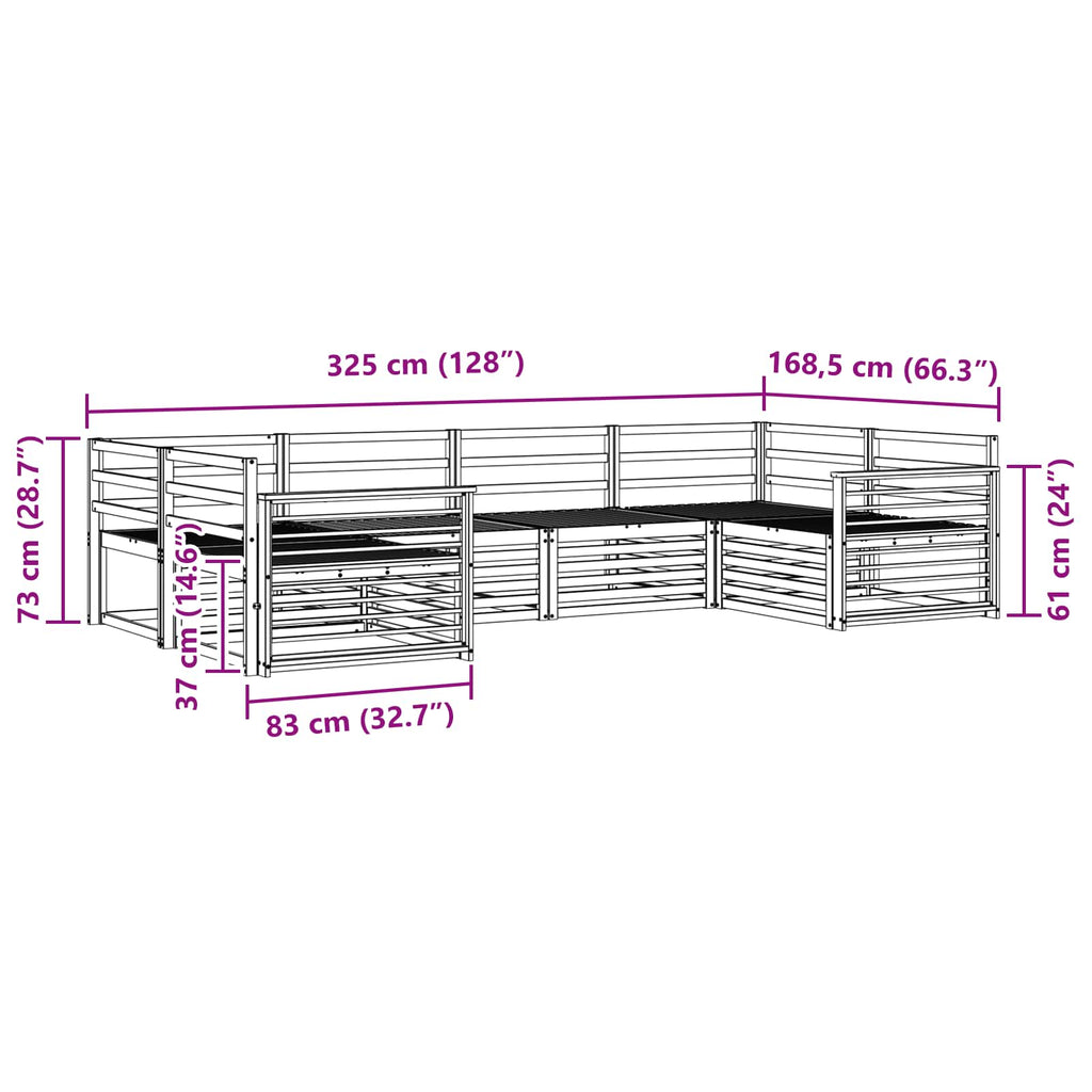 Sofagarnituren 6 pcs Natur Massivholz Akazie
