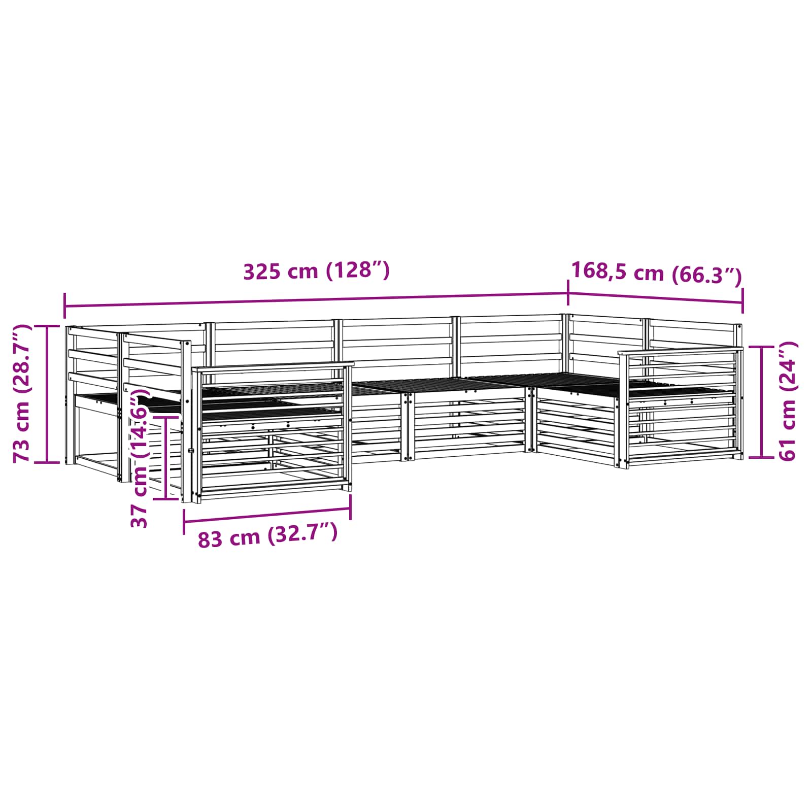Sofagarnituren 6 pcs Natur Massivholz Akazie