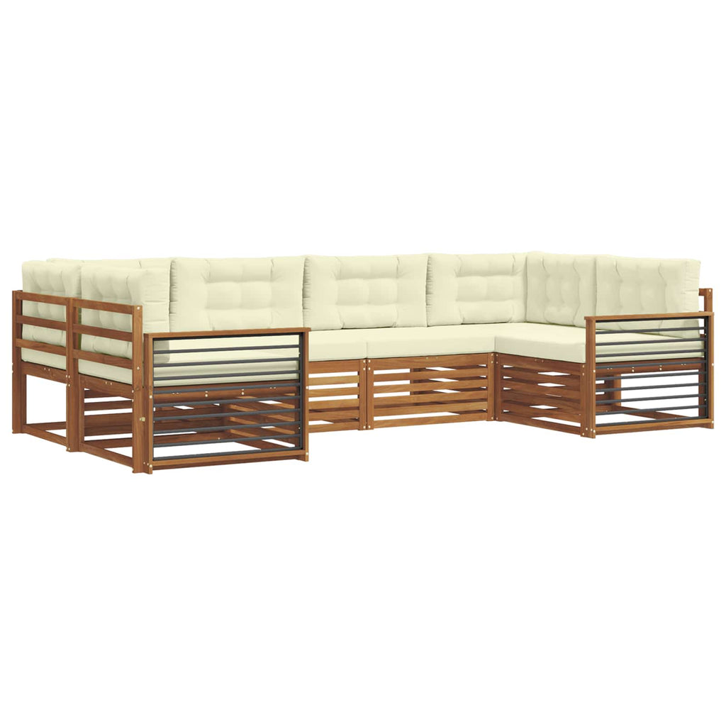 Outdoor-Sofagarnitur mit Kissen 6 pcs Natur und Creme