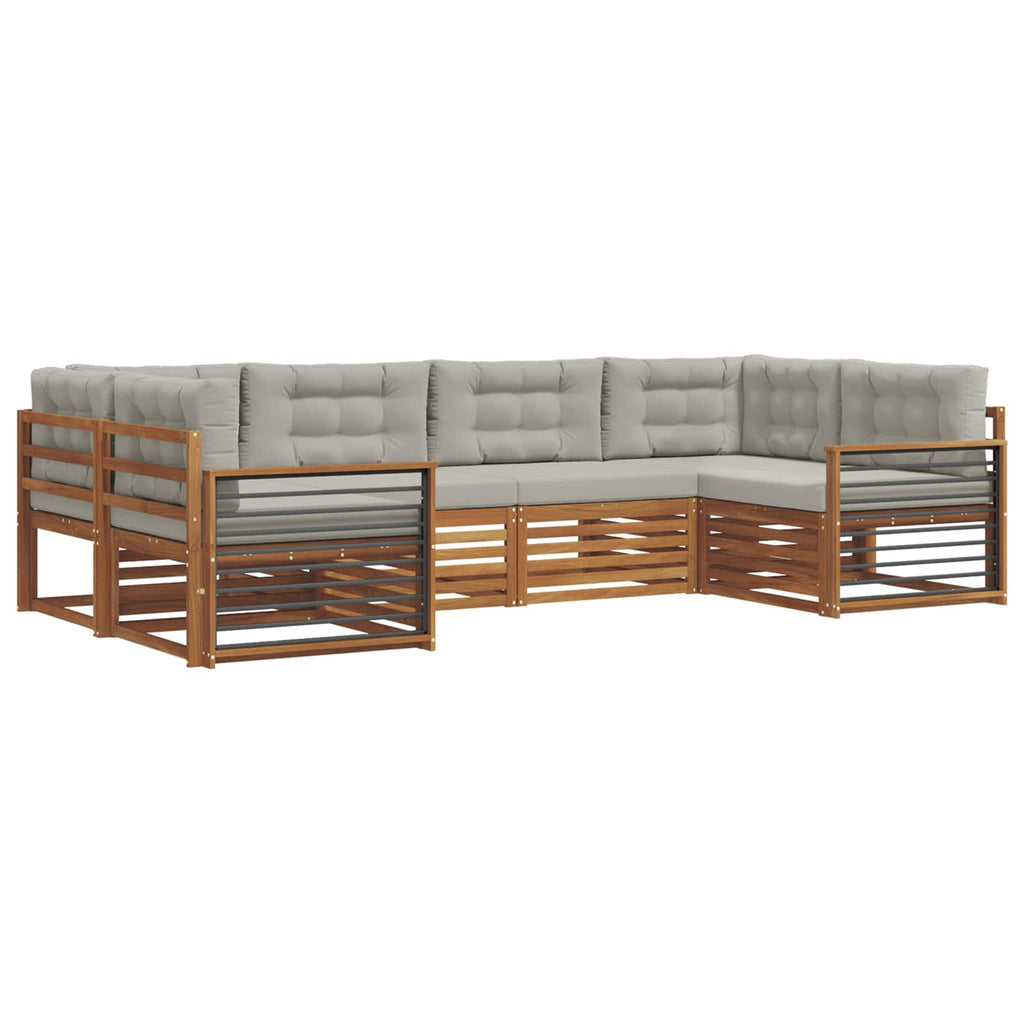 Outdoor-Sofagarnitur mit Kissen 6 pcs Natürlich und Hellgrau