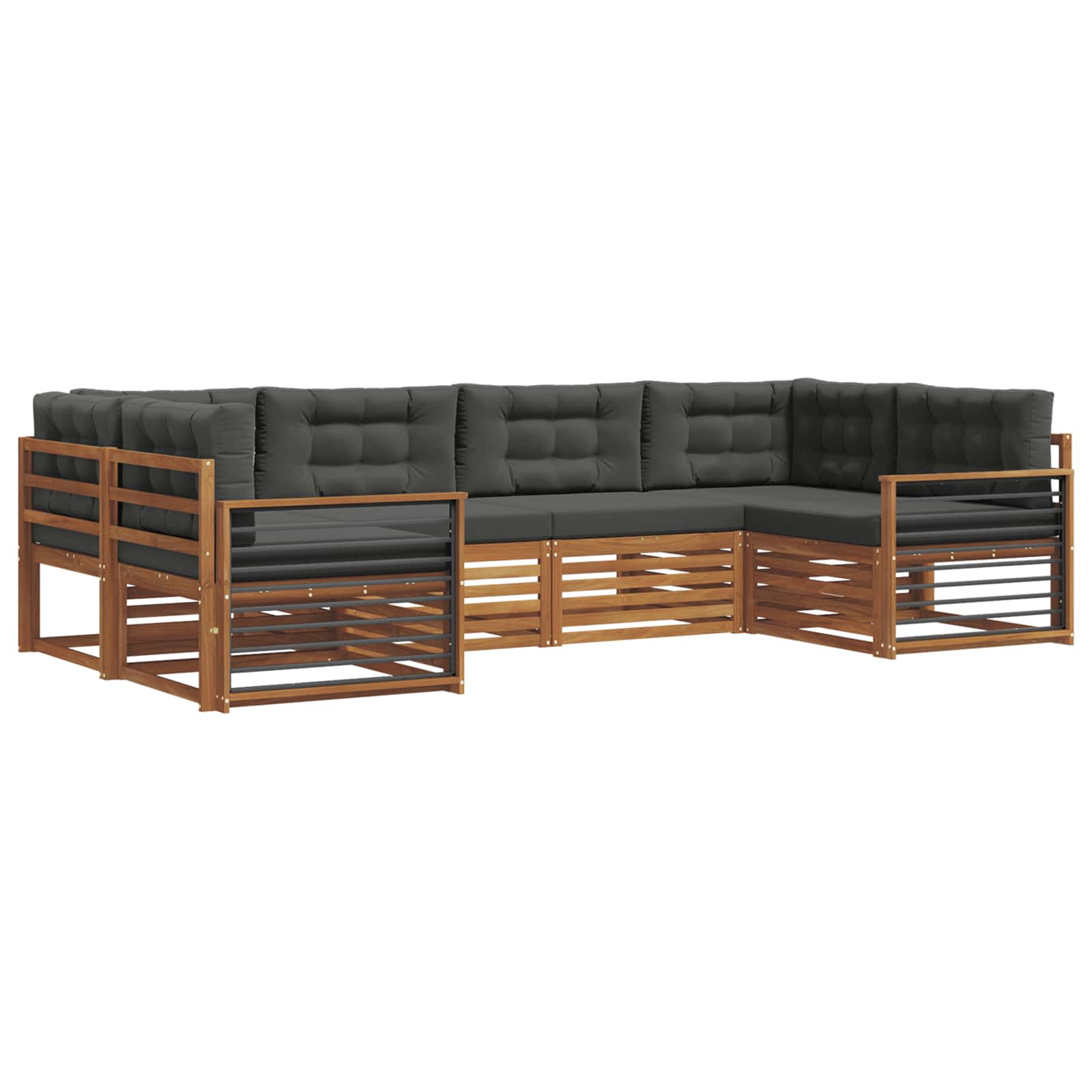 Outdoor-Sofagarnitur mit Kissen 6 pcs Natur und Anthrazit