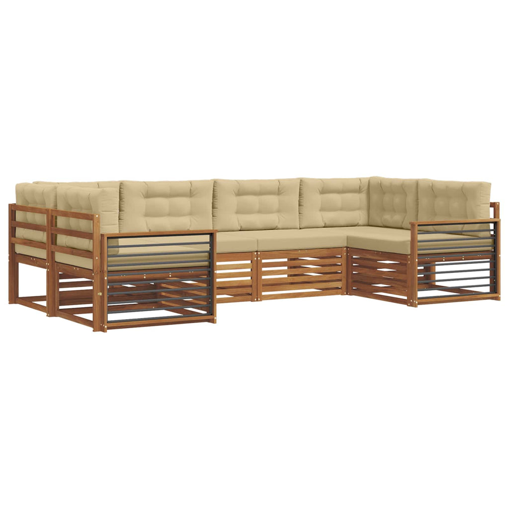 Outdoor-Sofagarnitur mit Kissen 6 pcs Natur und Beige