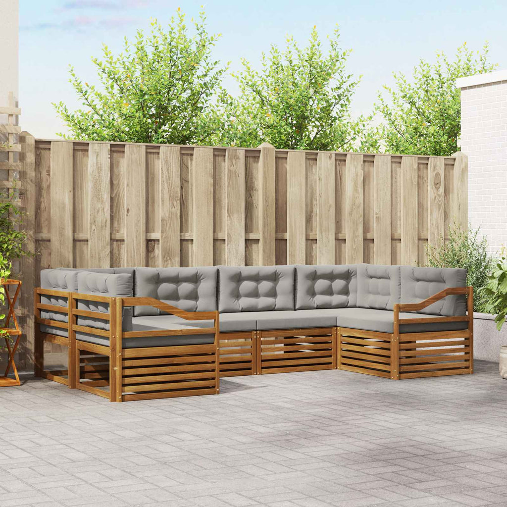 Outdoor-Sofagarnitur mit Kissen 6 pcs Natürlich und Hellgrau
