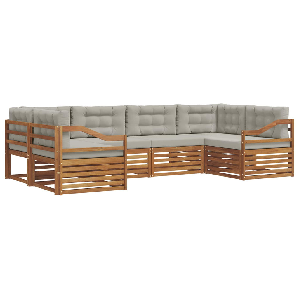 Outdoor-Sofagarnitur mit Kissen 6 pcs Natürlich und Hellgrau