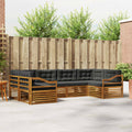Outdoor-Sofagarnitur mit Kissen 6 pcs Natur und Anthrazit
