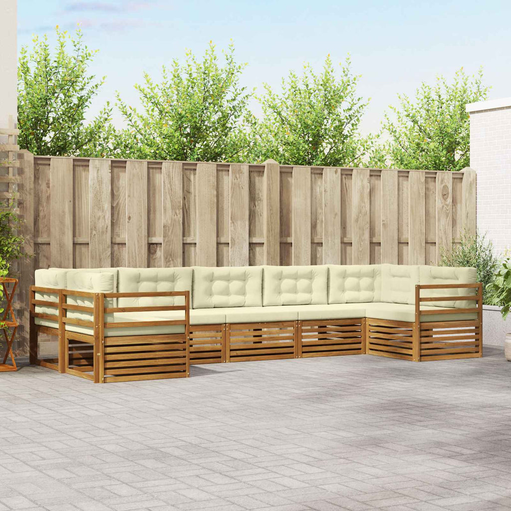Outdoor-Sofagarnitur mit Kissen 7 pcs Natur und Creme