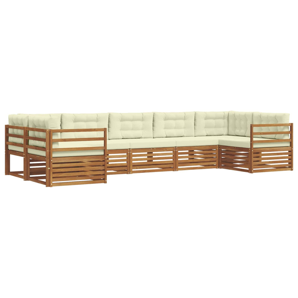 Outdoor-Sofagarnitur mit Kissen 7 pcs Natur und Creme
