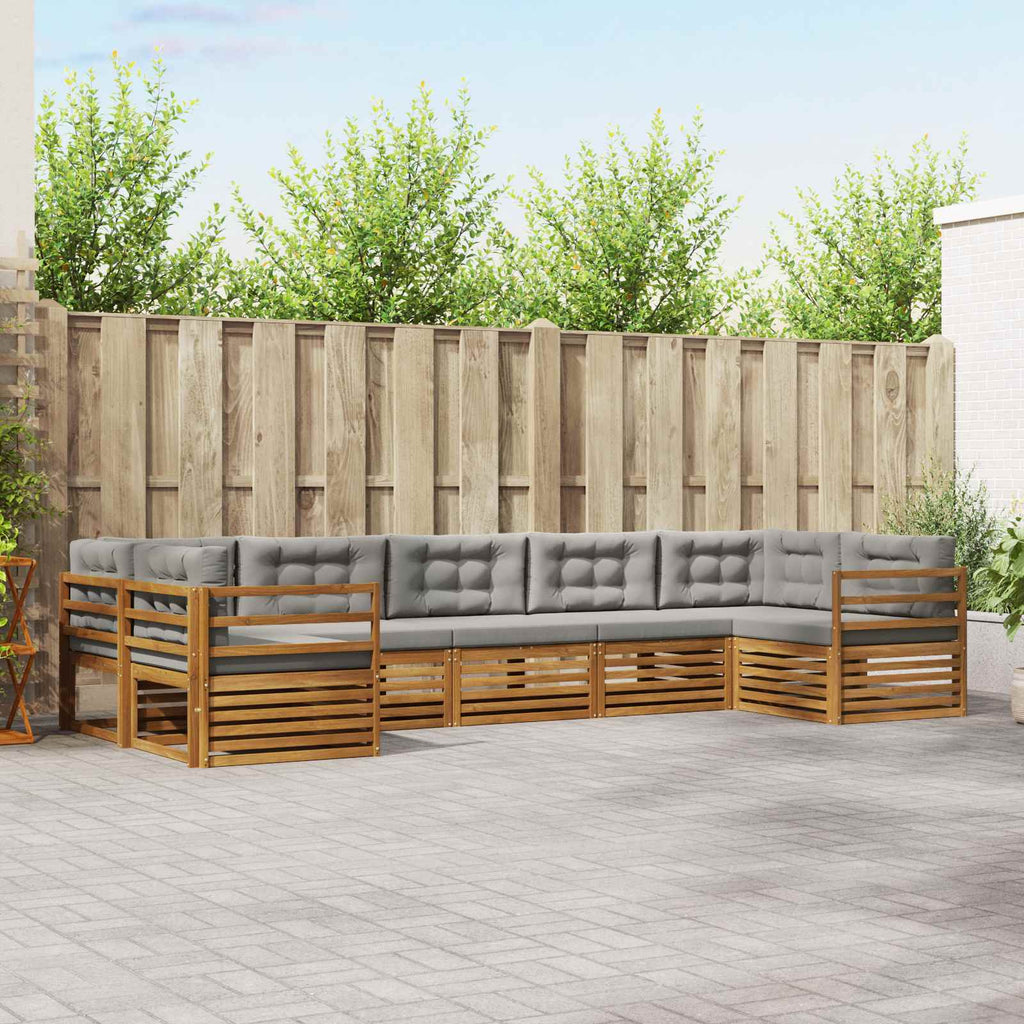 Outdoor-Sofagarnitur mit Kissen 7 pcs Natürlich und Hellgrau