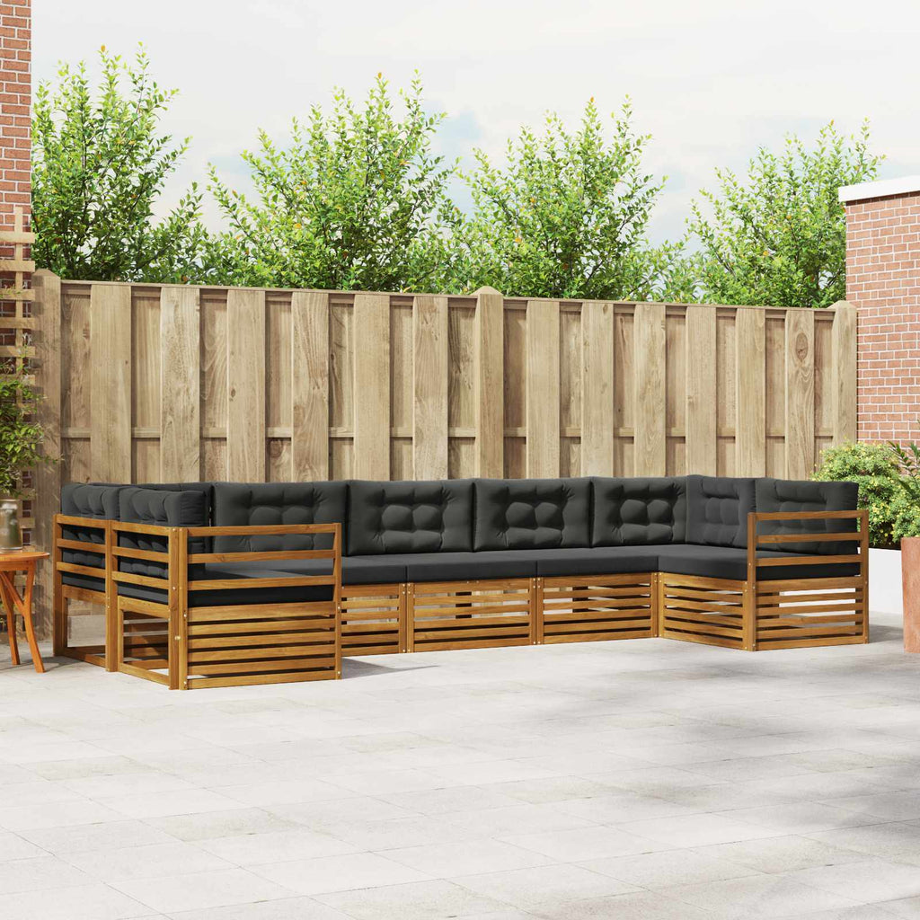 Outdoor-Sofagarnitur mit Kissen 7 pcs Natur und Anthrazit
