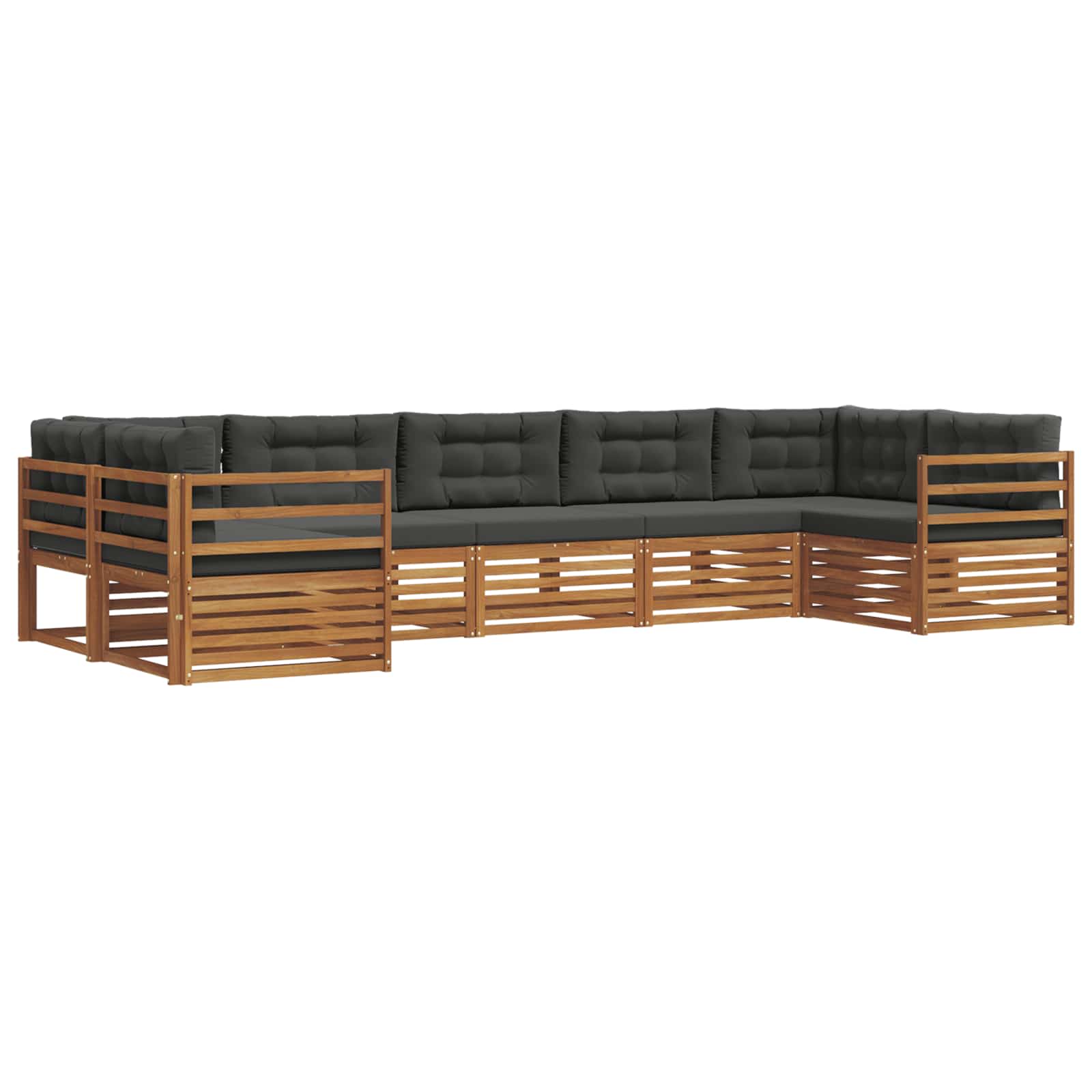 Outdoor-Sofagarnitur mit Kissen 7 pcs Natur und Anthrazit