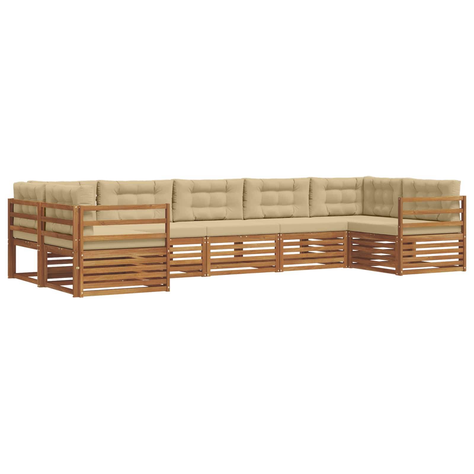 Outdoor-Sofagarnitur mit Kissen 7 pcs Natur und Beige