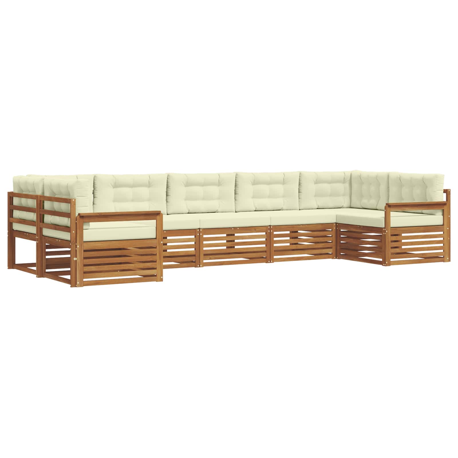 Outdoor-Sofagarnitur mit Kissen 7 pcs Natur und Creme