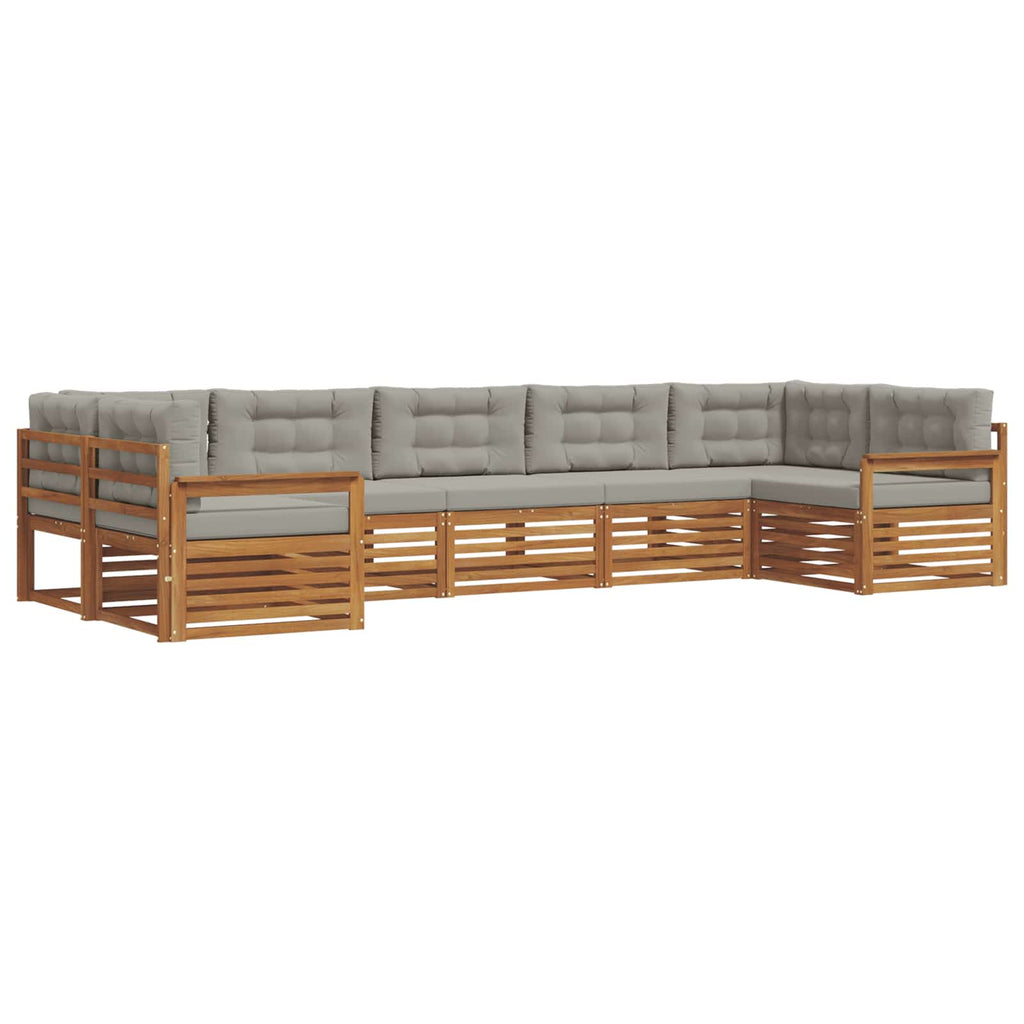 Outdoor-Sofagarnitur mit Kissen 7 pcs Natürlich und Hellgrau