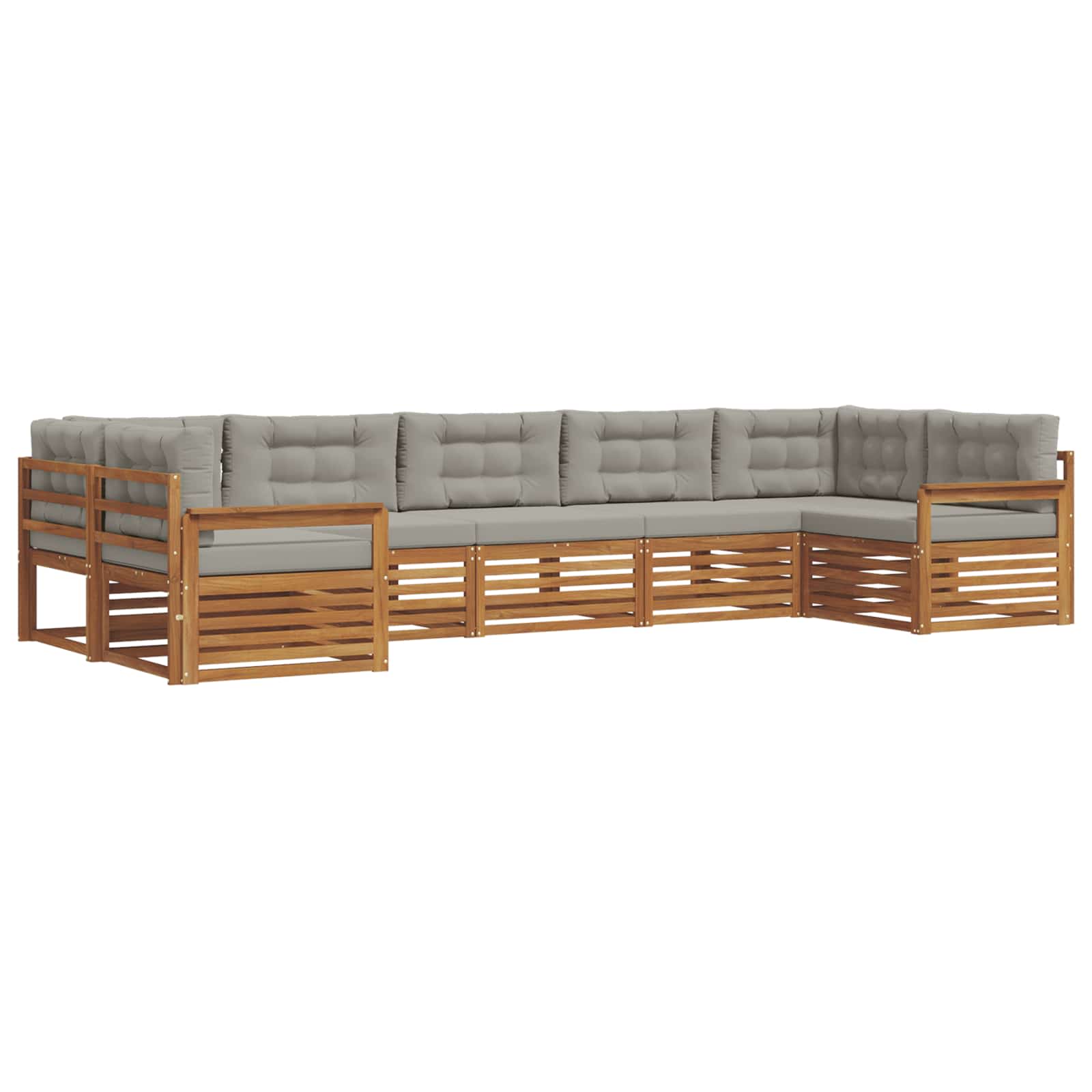 Outdoor-Sofagarnitur mit Kissen 7 pcs Natürlich und Hellgrau