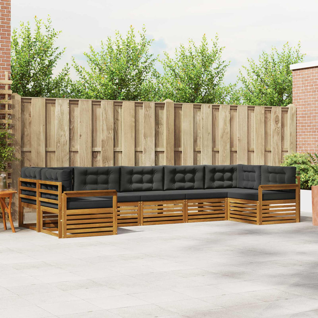 Outdoor-Sofagarnitur mit Kissen 7 pcs Natur und Anthrazit