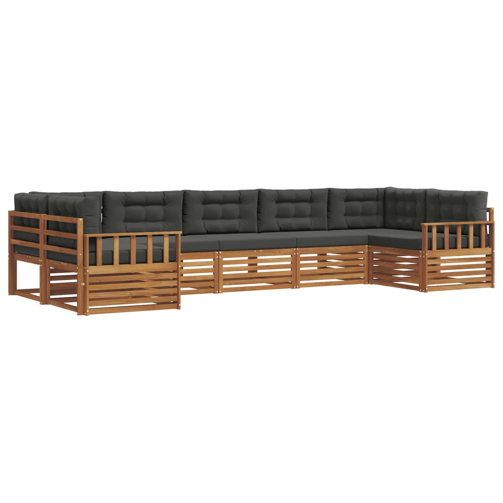 Outdoor-Sofagarnitur mit Kissen 7 pcs Natur und Anthrazit
