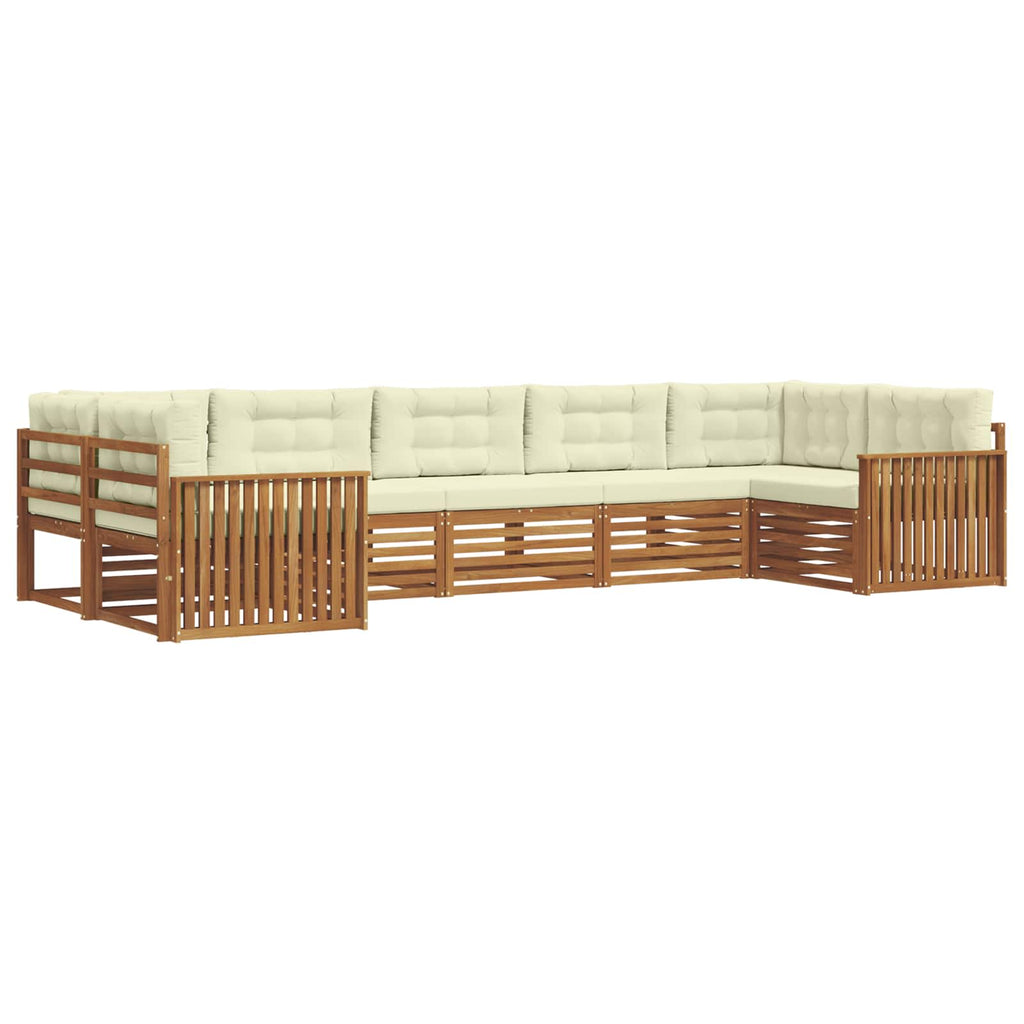 Outdoor-Sofagarnitur mit Kissen 7 pcs Natur und Creme
