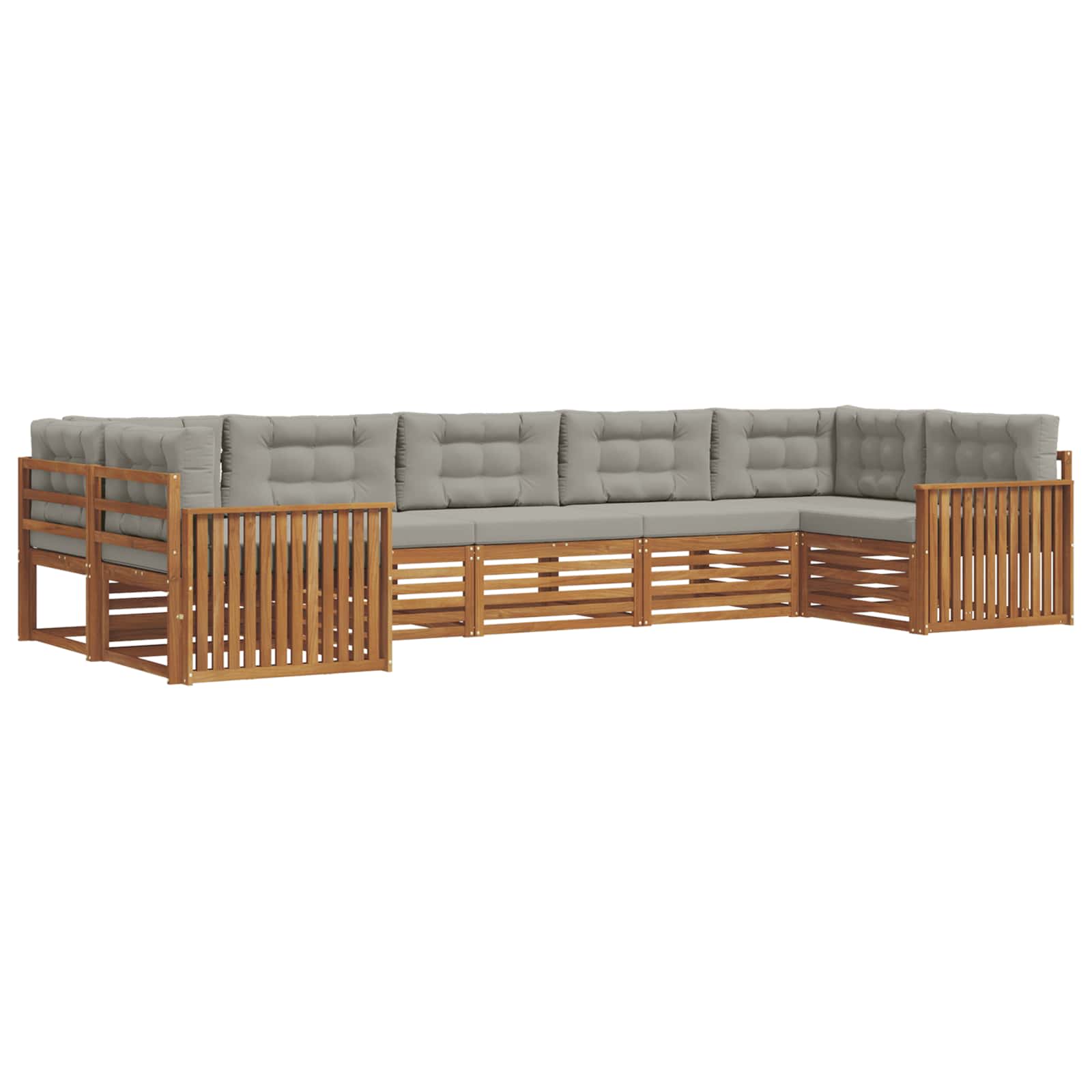 Outdoor-Sofagarnitur mit Kissen 7 pcs Natürlich und Hellgrau