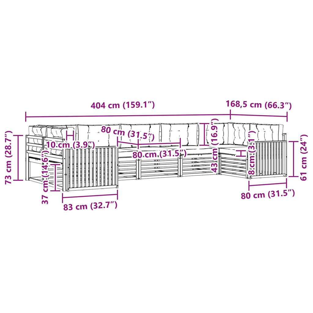 Outdoor-Sofagarnitur mit Kissen 7 pcs Natürlich und Hellgrau
