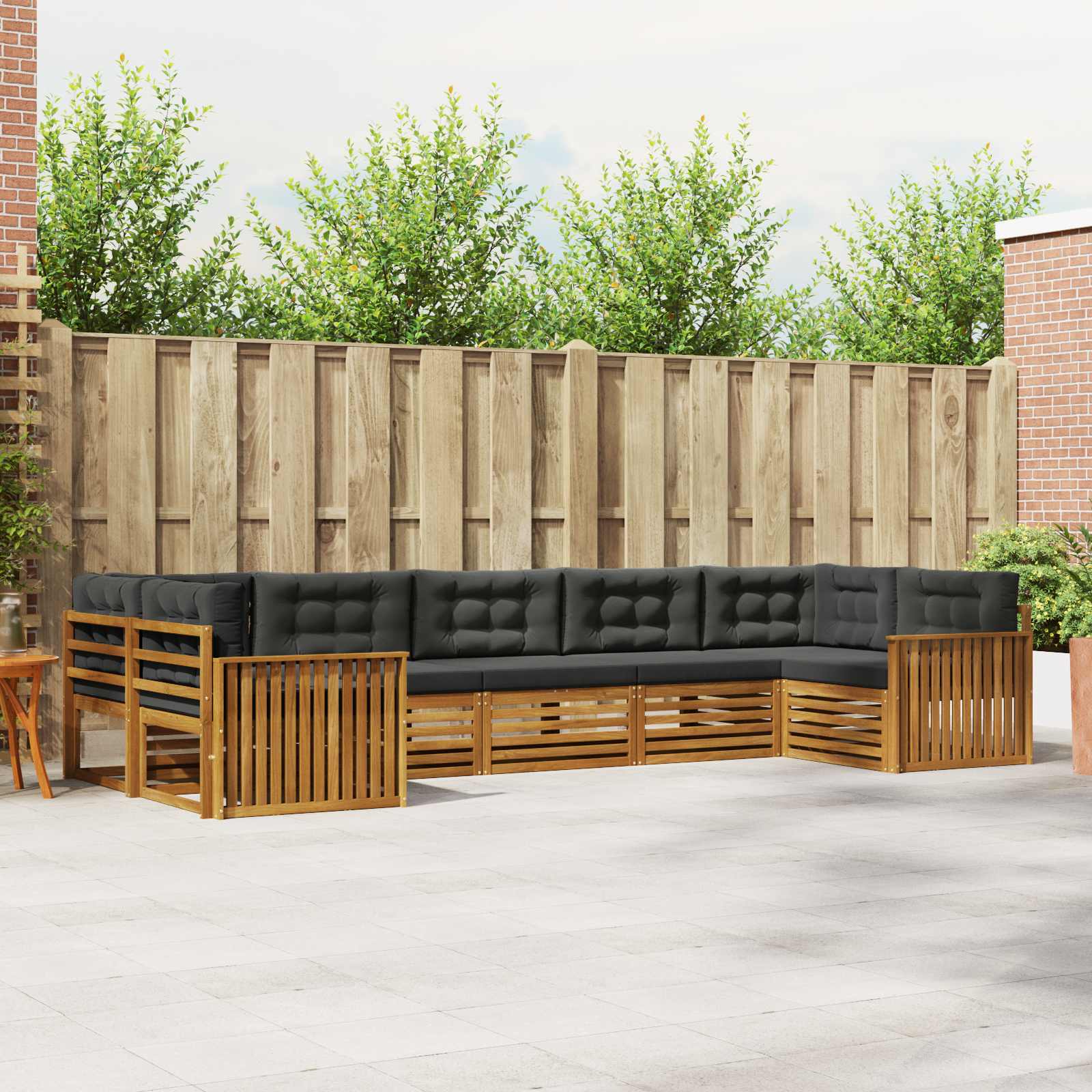 Outdoor-Sofagarnitur mit Kissen 7 pcs Natur und Anthrazit
