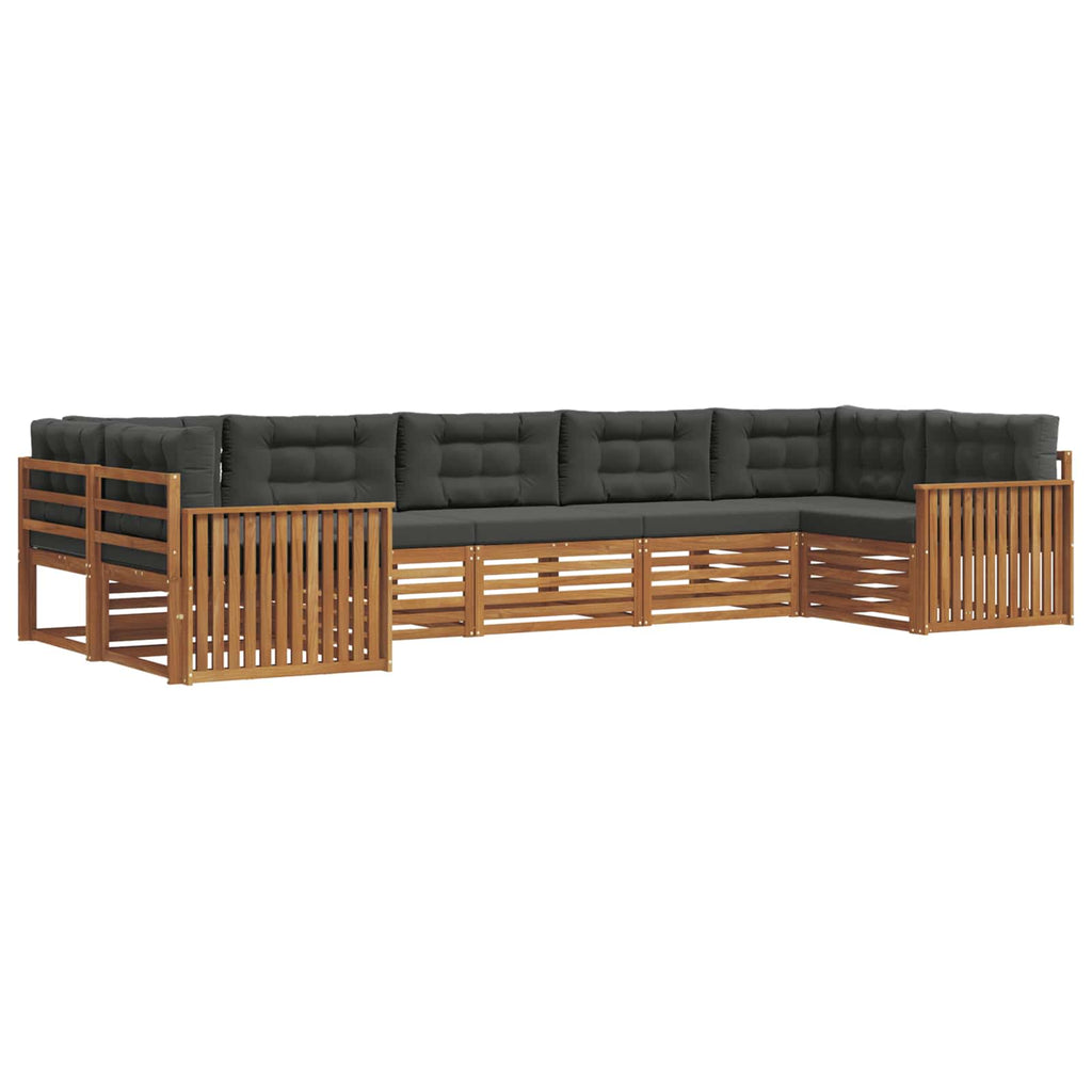 Outdoor-Sofagarnitur mit Kissen 7 pcs Natur und Anthrazit