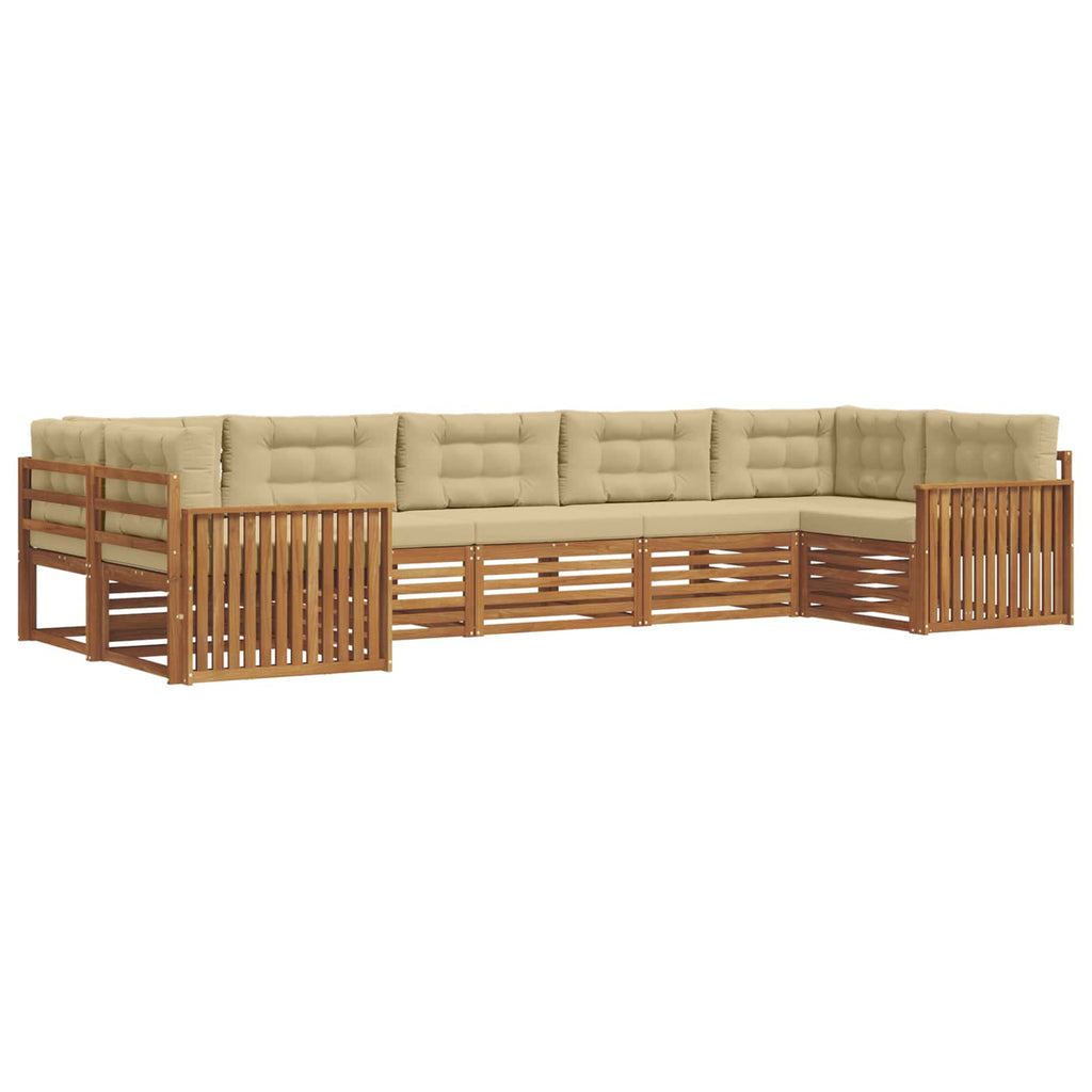 Outdoor-Sofagarnitur mit Kissen 7 pcs Natur und Beige