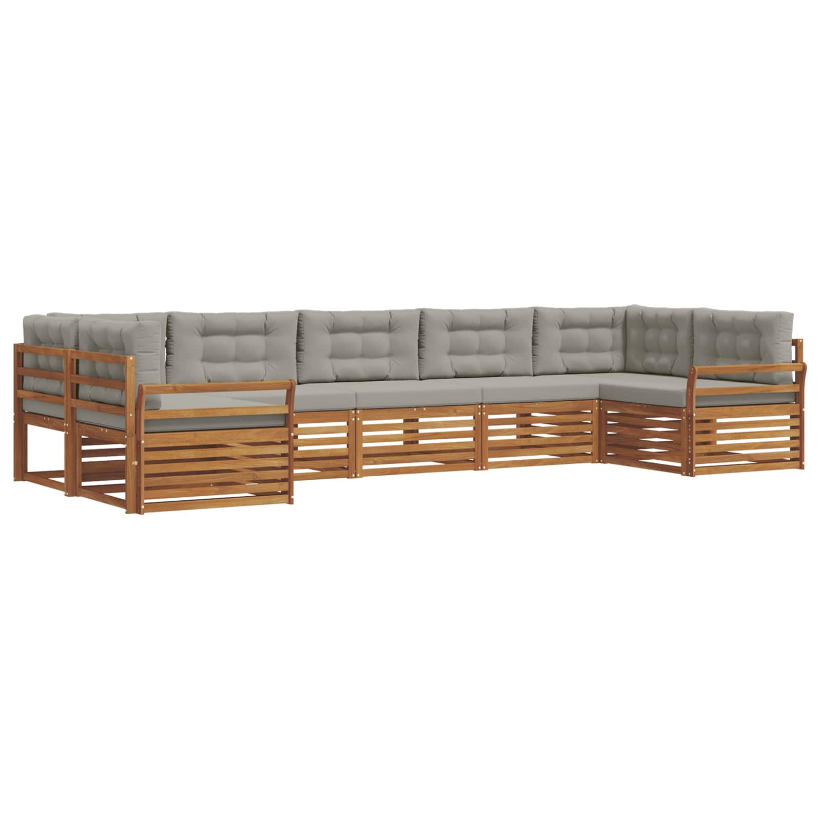 Outdoor-Sofagarnitur mit Kissen 7 pcs Natürlich und Hellgrau