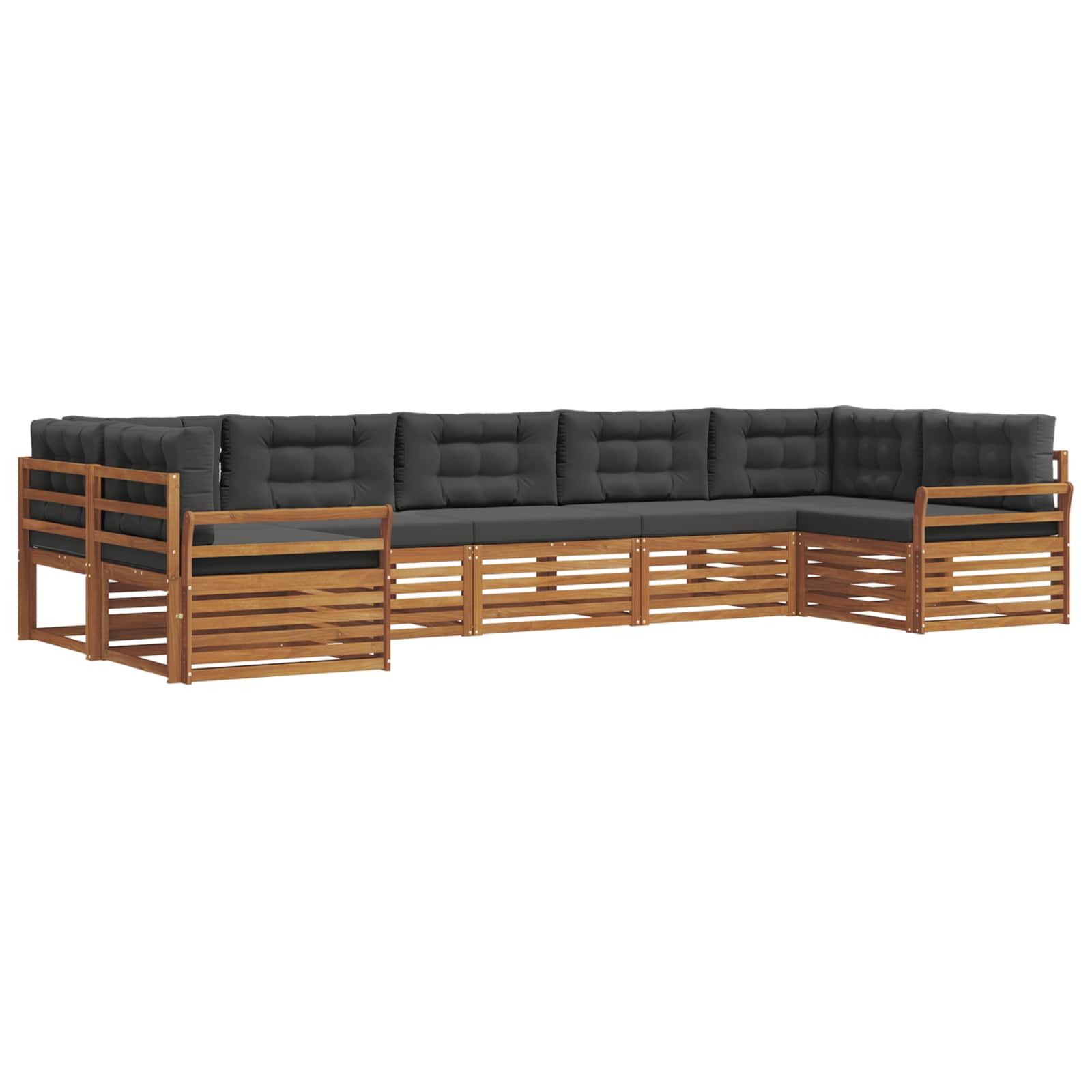 Outdoor-Sofagarnitur mit Kissen 7 pcs Natur und Anthrazit