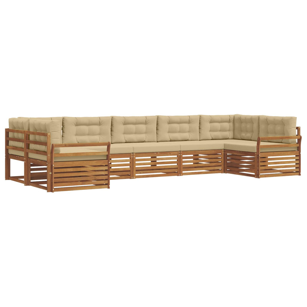 Outdoor-Sofagarnitur mit Kissen 7 pcs Natur und Beige