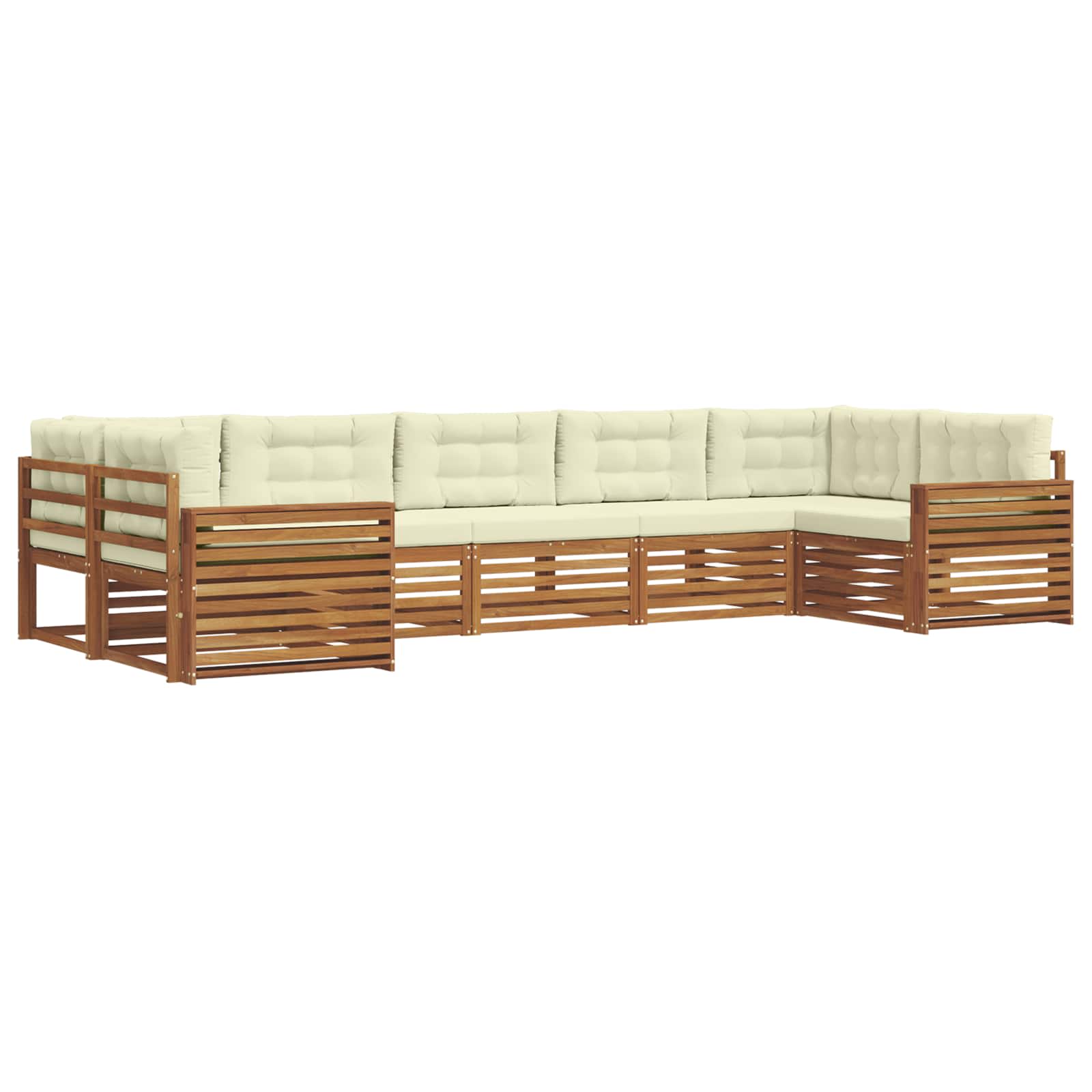 Outdoor-Sofagarnitur mit Kissen 7 pcs Natur und Creme