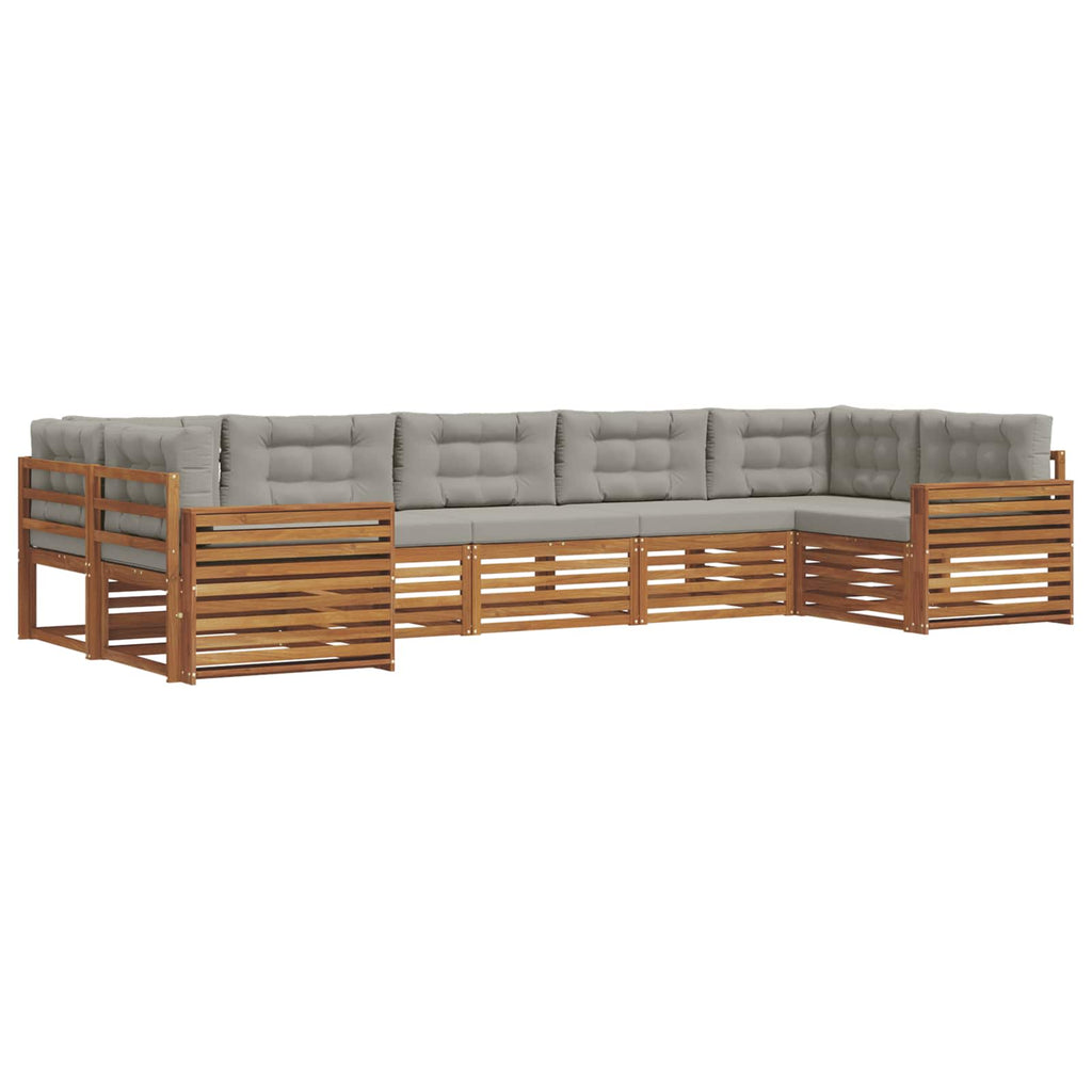 Outdoor-Sofagarnitur mit Kissen 7 pcs Natürlich und Hellgrau