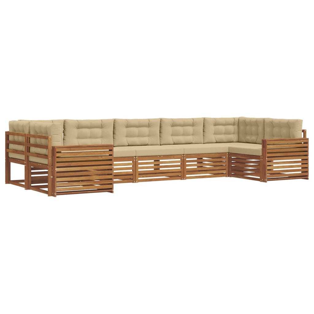 Outdoor-Sofagarnitur mit Kissen 7 pcs Natur und Beige