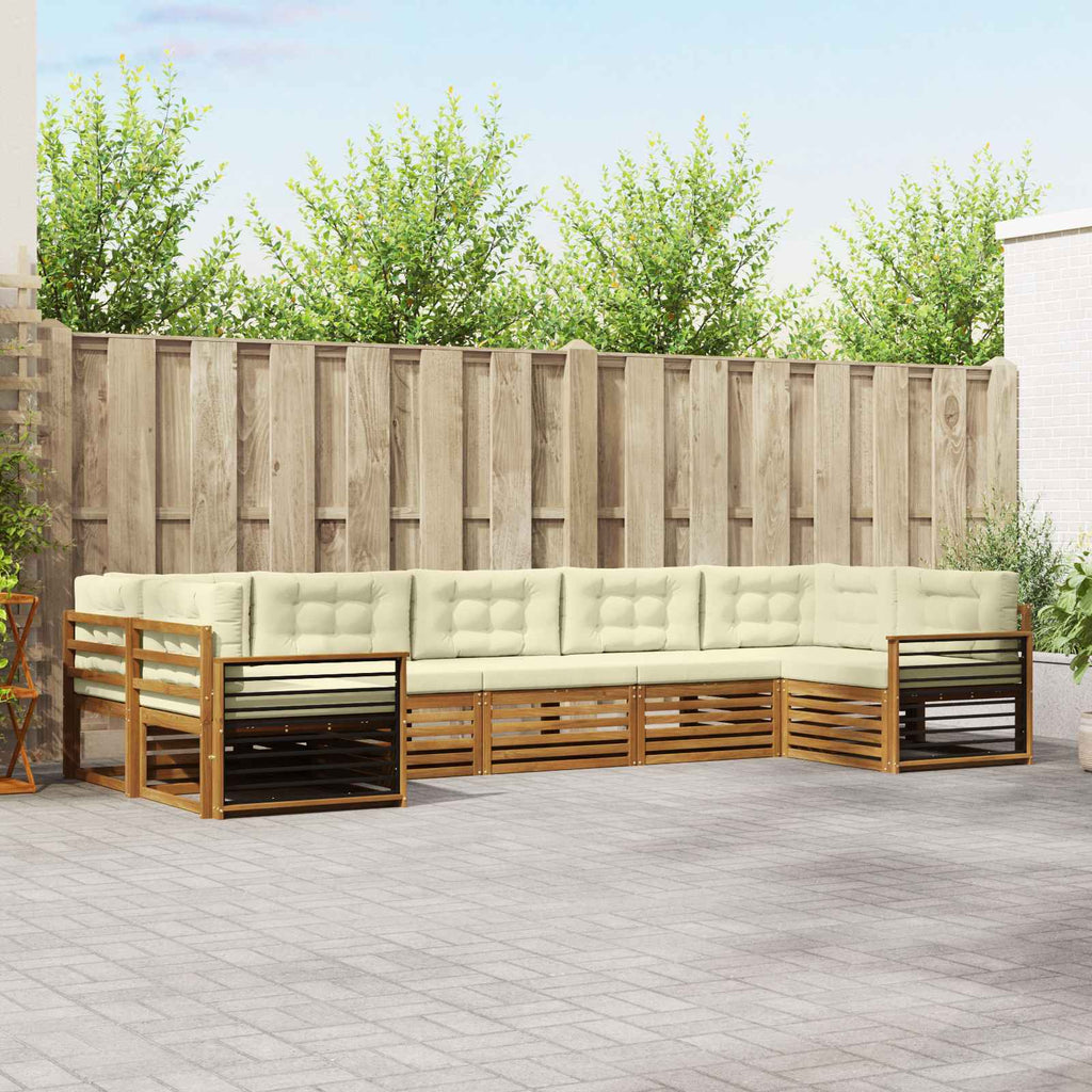 Outdoor-Sofagarnitur mit Kissen 7 pcs Natur und Creme