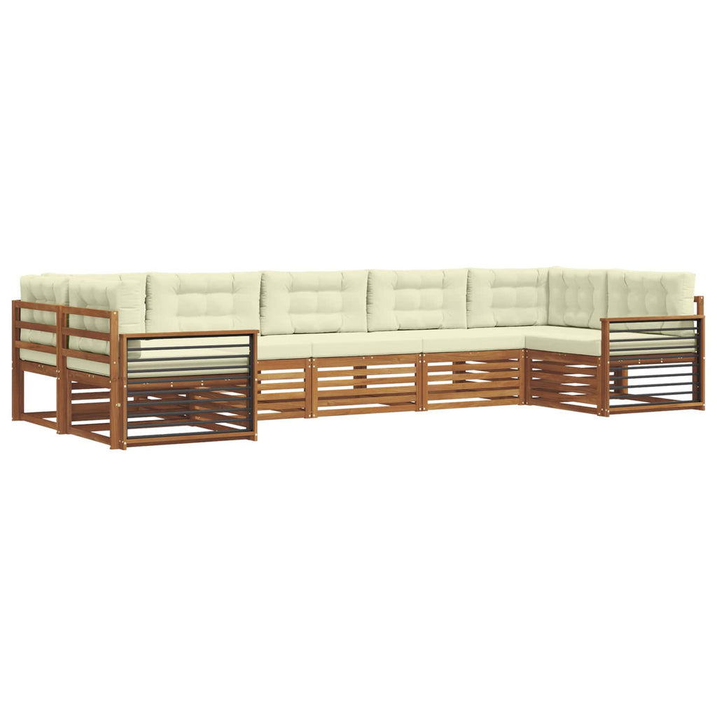 Outdoor-Sofagarnitur mit Kissen 7 pcs Natur und Creme