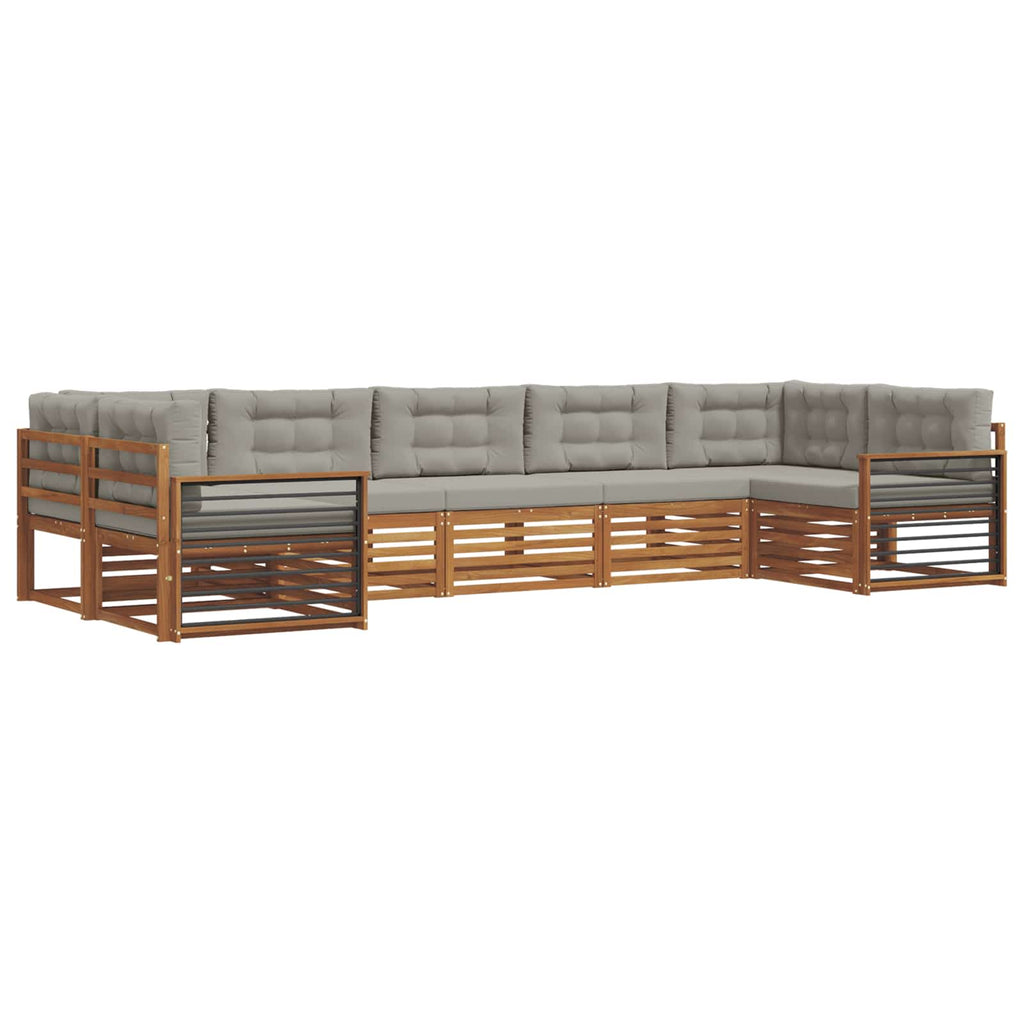 Outdoor-Sofagarnitur mit Kissen 7 pcs Natürlich und Hellgrau