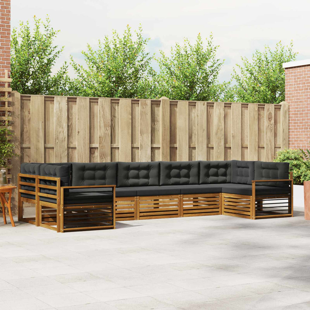 Outdoor-Sofagarnitur mit Kissen 7 pcs Natur und Anthrazit