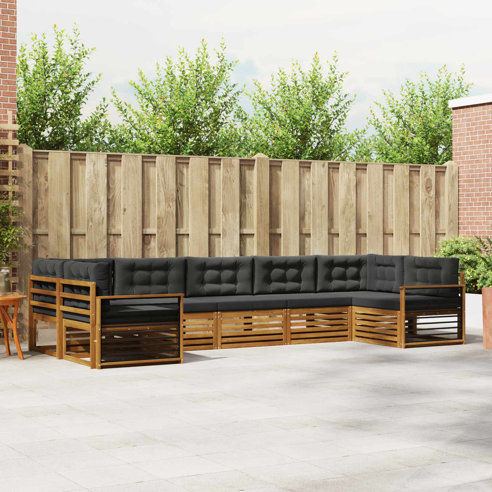 Outdoor-Sofagarnitur mit Kissen 7 pcs Natur und Anthrazit